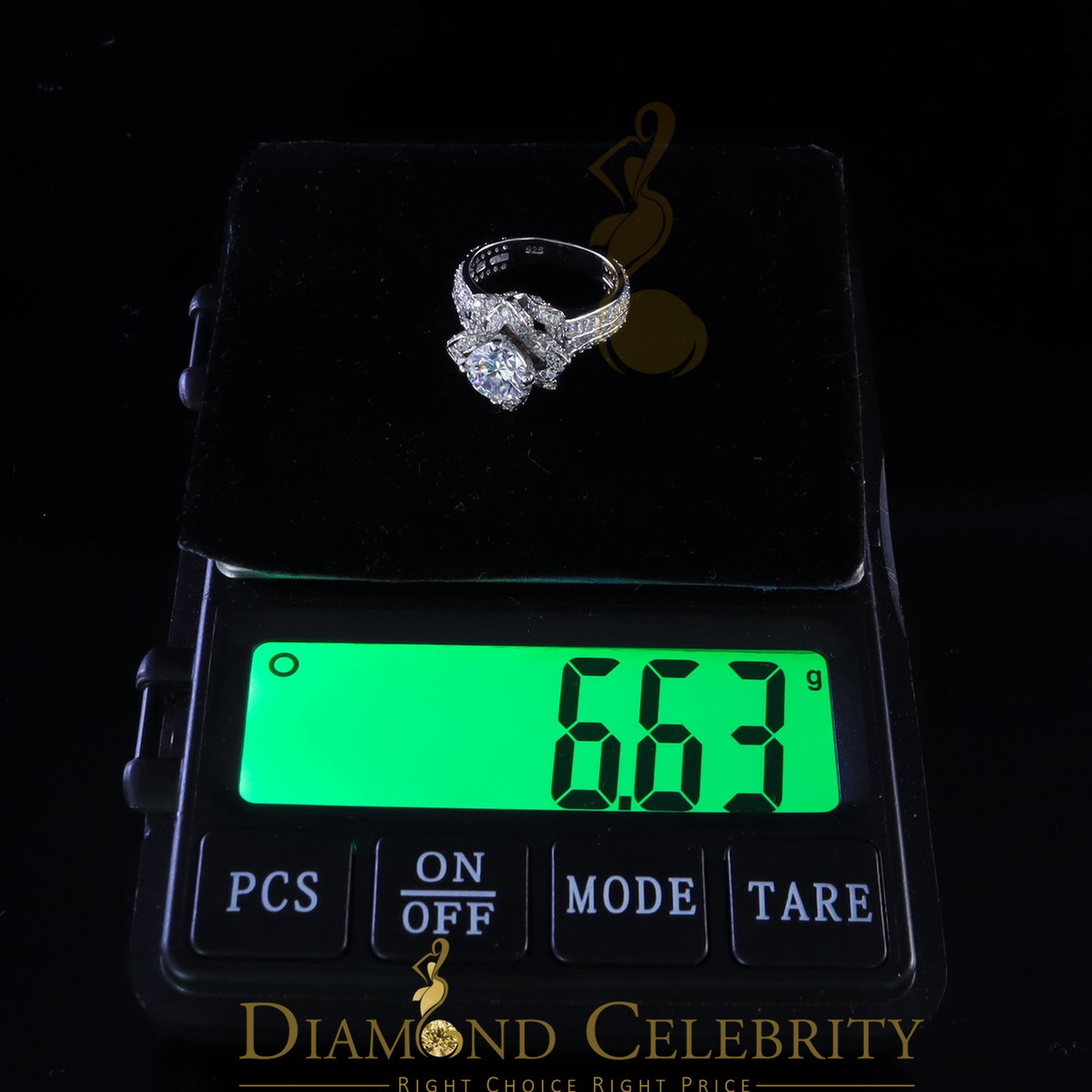 DiamondCelebritees White 6.00ct Cubic Zirconia 925 Silver Floral Engagement Womens Ring Size 7