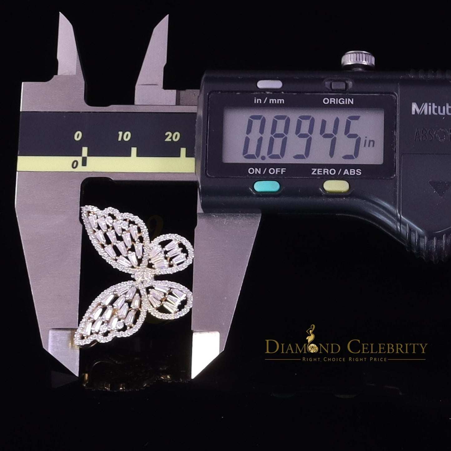 Diamondcelebritees Yellow Men's/Womens 925 Silver1.75ct VVS 'D' Moissanite Butterfly Pendant