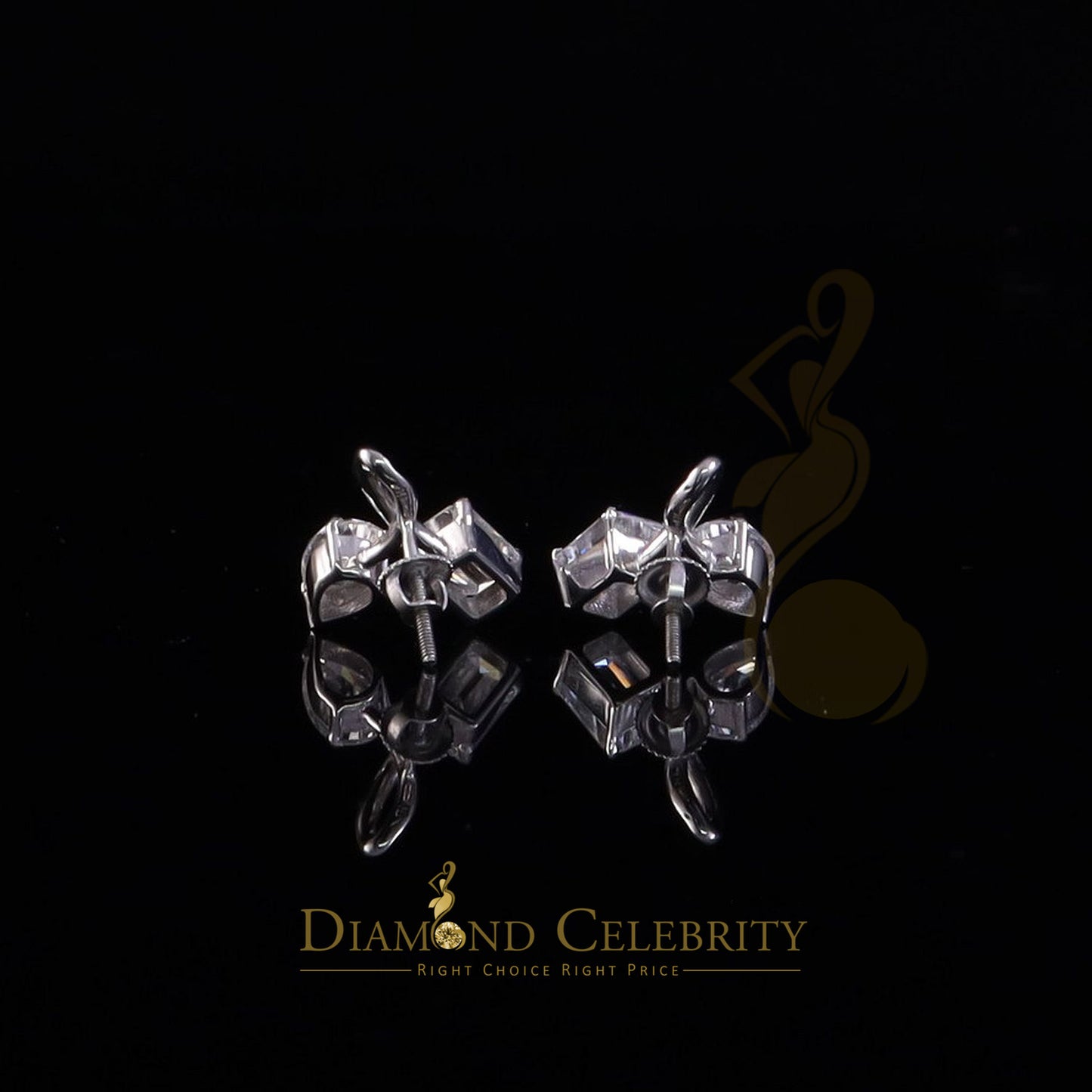 Diamondcelebritees Men's/Women's 925Silver White 3.50ct VVS D Moissanite Pear Emerald Stud Earrings