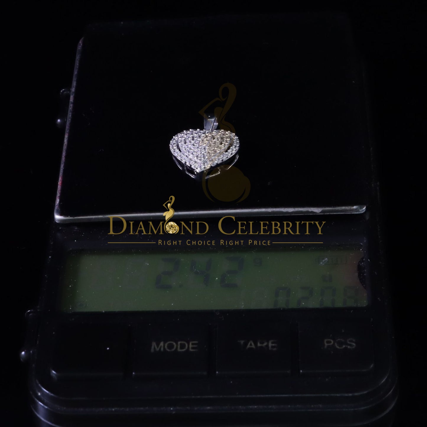DiamondCelebritees Promise White Sterling Silver HEART Shape Pendant with 0.87ct Cubic Zirconia