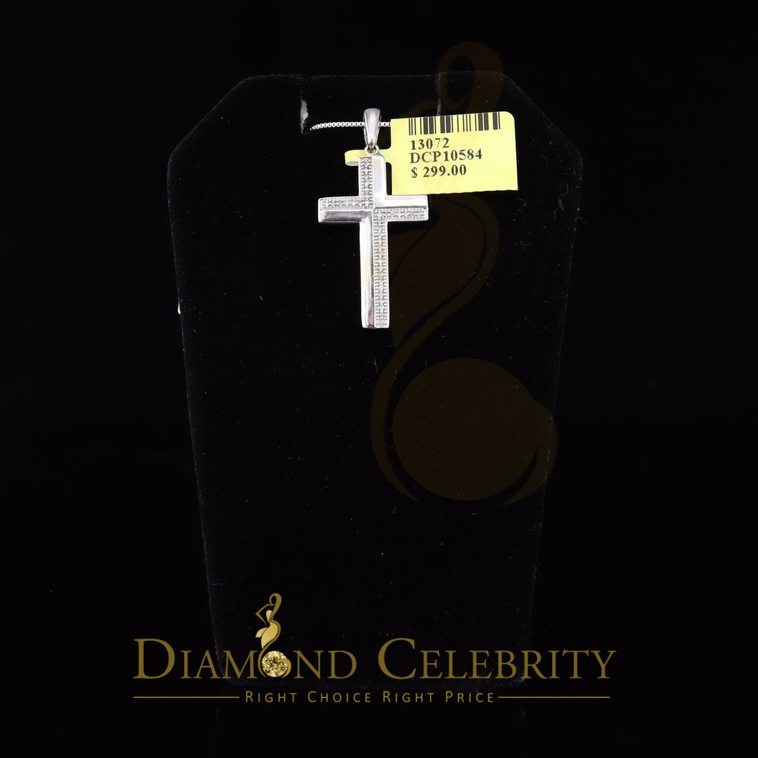 DiamondCelebritees Real 0.10ct Diamond 925 Sterling Silver CROSS White Charm Necklace Pendant