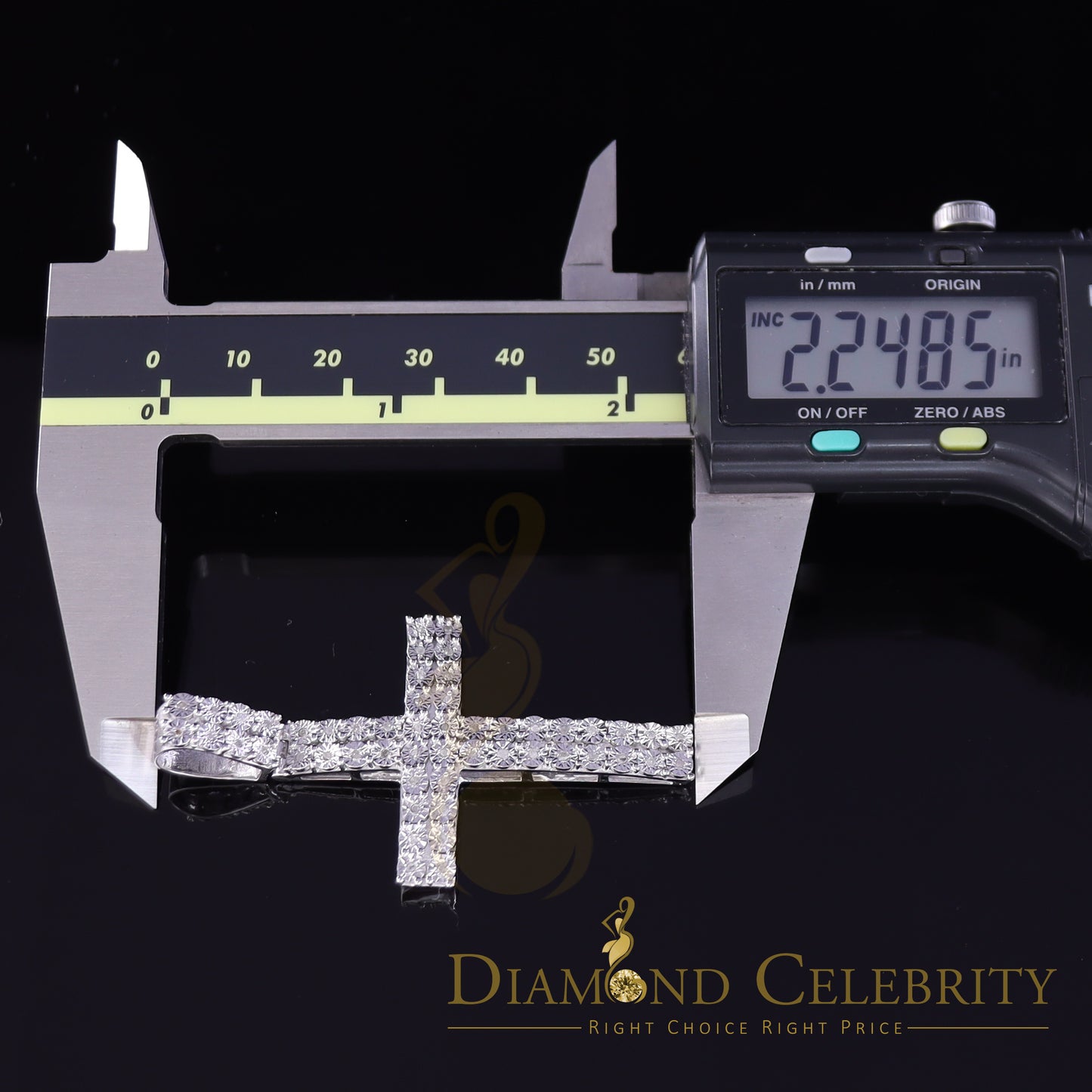 DiamondCelebritees Real 0.33ct Diamond Sterling Silver CROSS White Charm Fashion Necklace Pendant