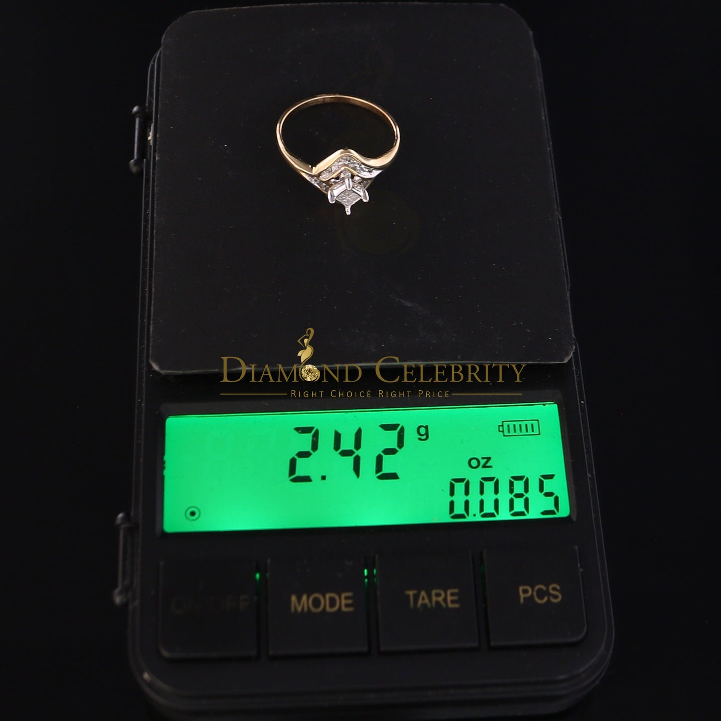 DiamondCelebritees Real 14kt Yellow Gold with 0.25CT Real Diamond FASHION Square Shape Ring Size 8