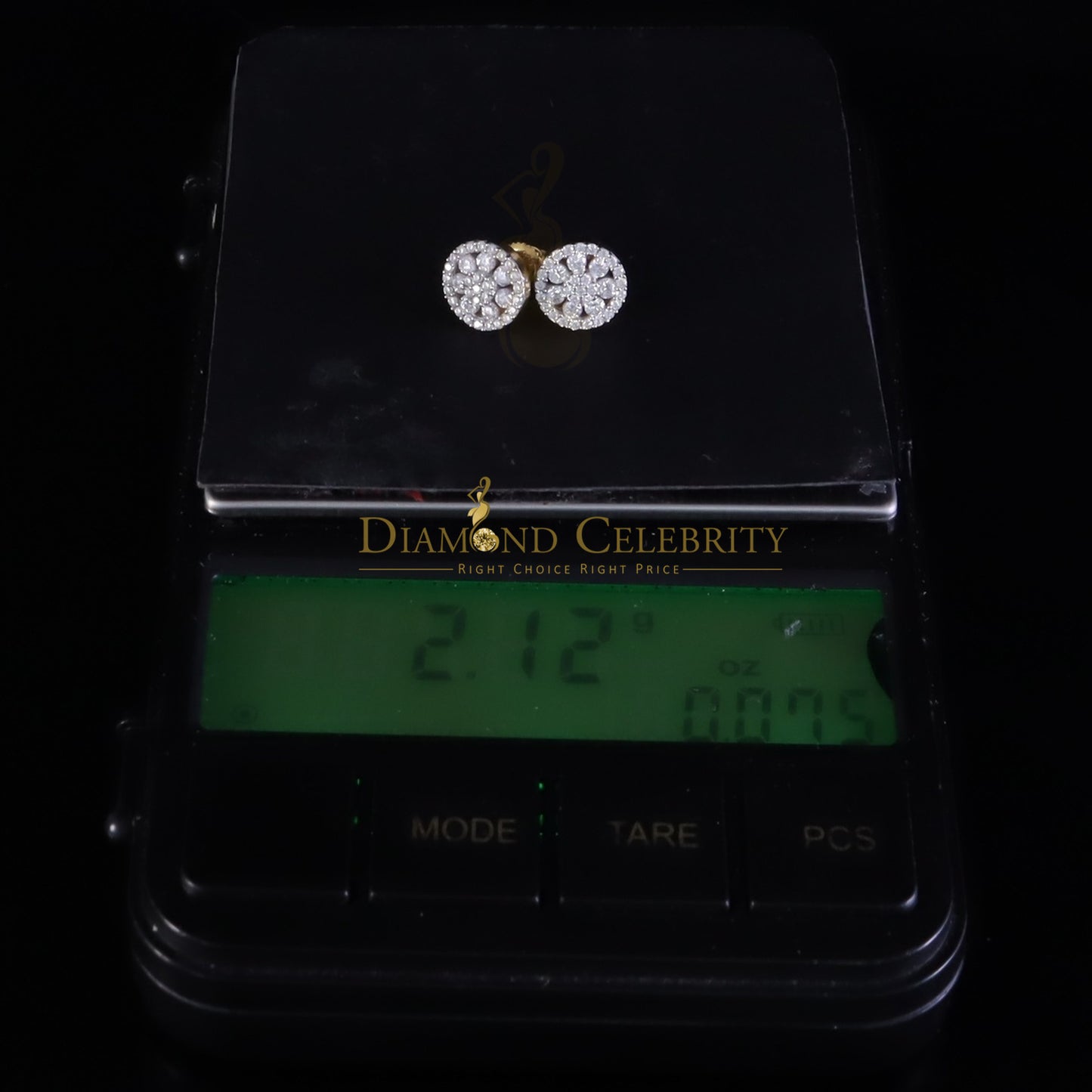 DiamondCelebritees New Yellow Floral 0.66ct VVS 'D' Moissanite Men/Womens 925 Silver Stud Earrings