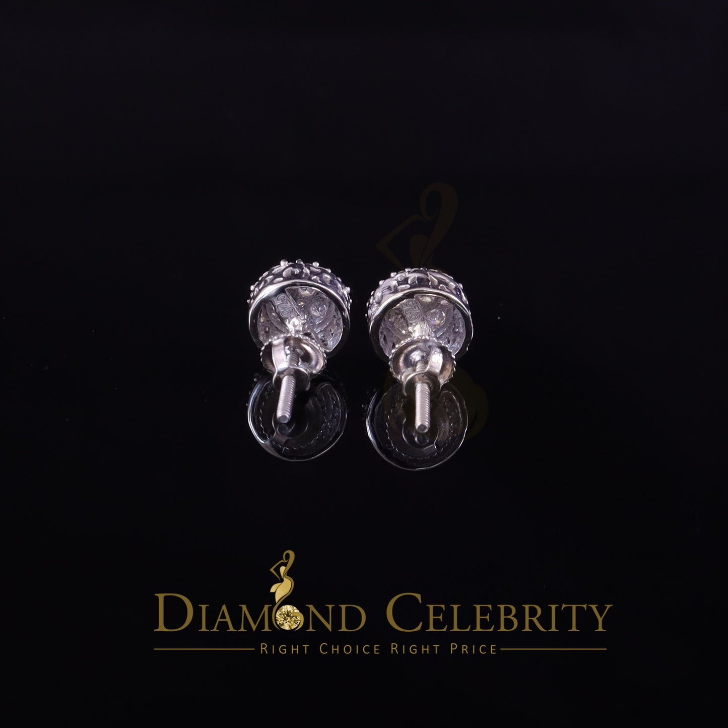 Diamondcelebritees 0.50ct VVS 'D' Moissanite Round Men's/Womens 925 Silver White Stud Earrings