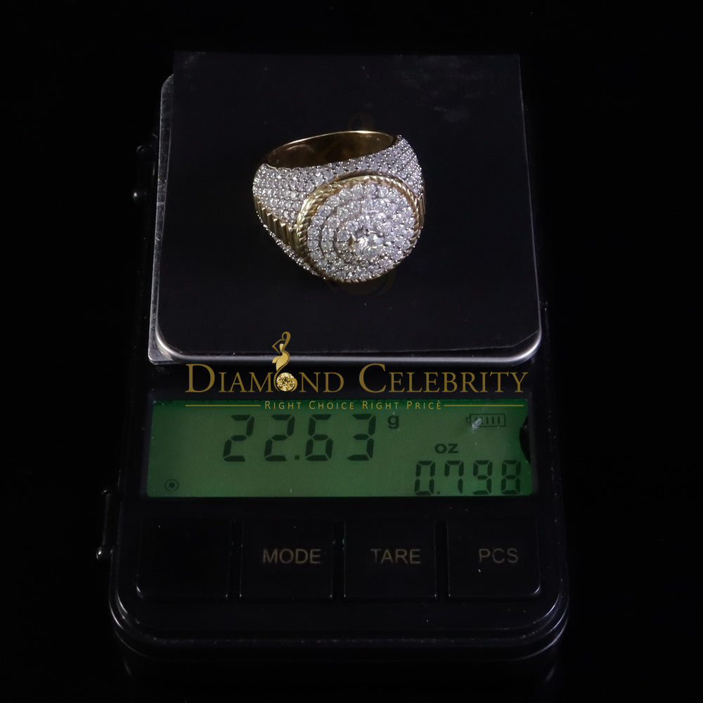 DiamondCelebritees Yellow 925 Silver 6.00ct VVS 'D' Moissanite Stone Round Rings Size 10 Men's