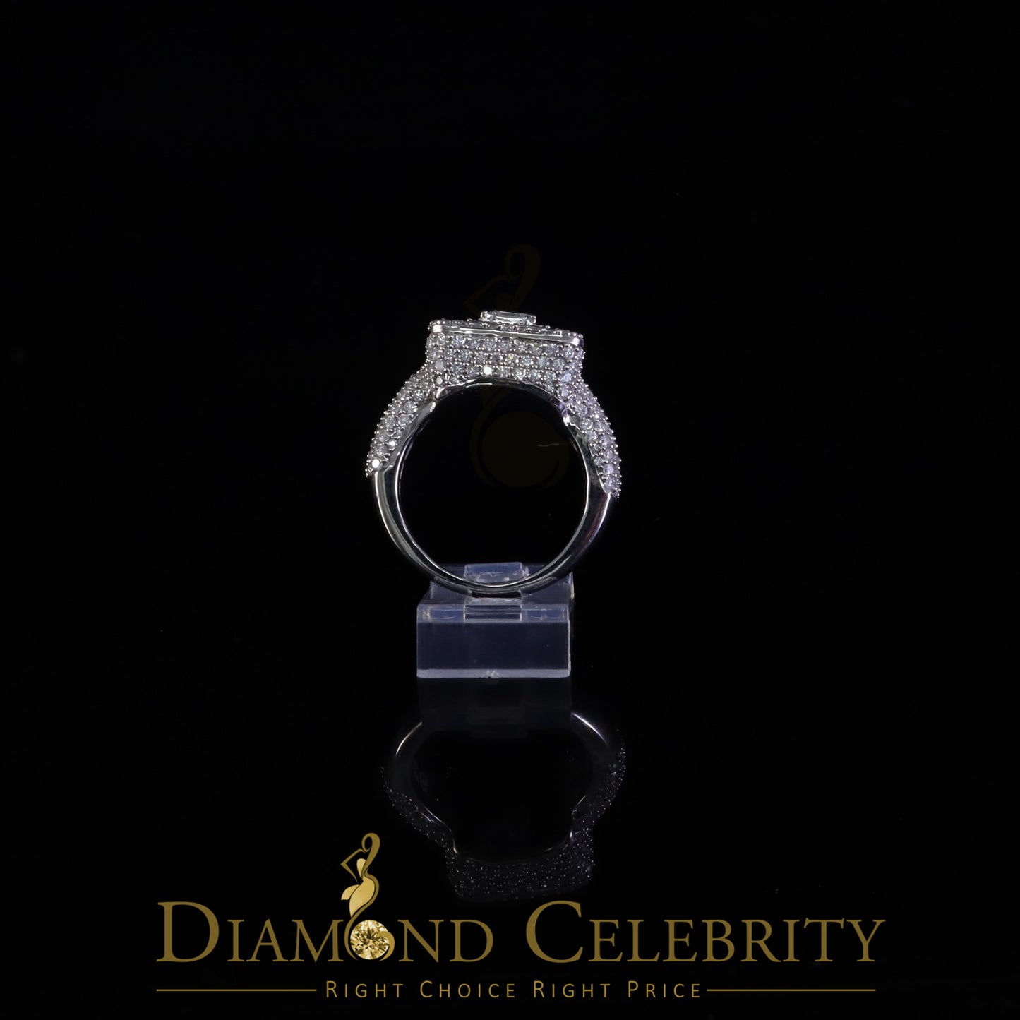 DiamondCelebritees Sterling 925 White Silver 4.50ct VVS D Baguette Moissanite Ring Size 10 Men's
