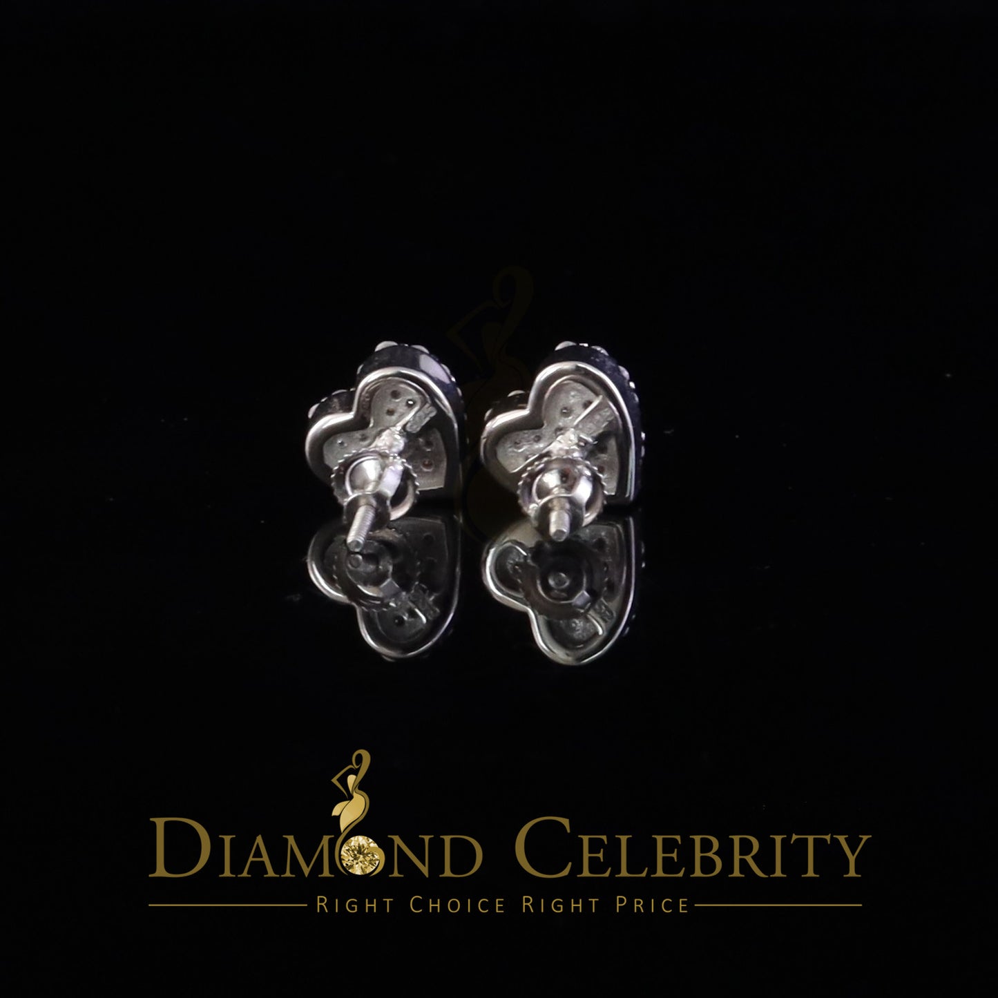 DiamondCelebritees 925 Yellow Silver 0.66ct VVS 'D' Moissanite Heart Stud Earring Men's/Womens