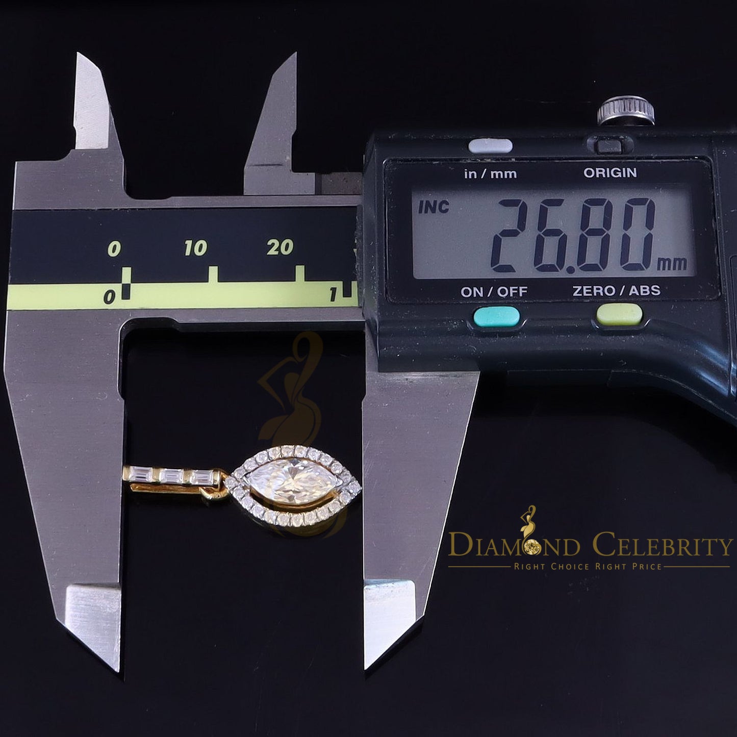 Diamondcelebritees New 925 Yellow Silver 1.25 ct VVS D Clr Marquis Moissanite Pendant for Women