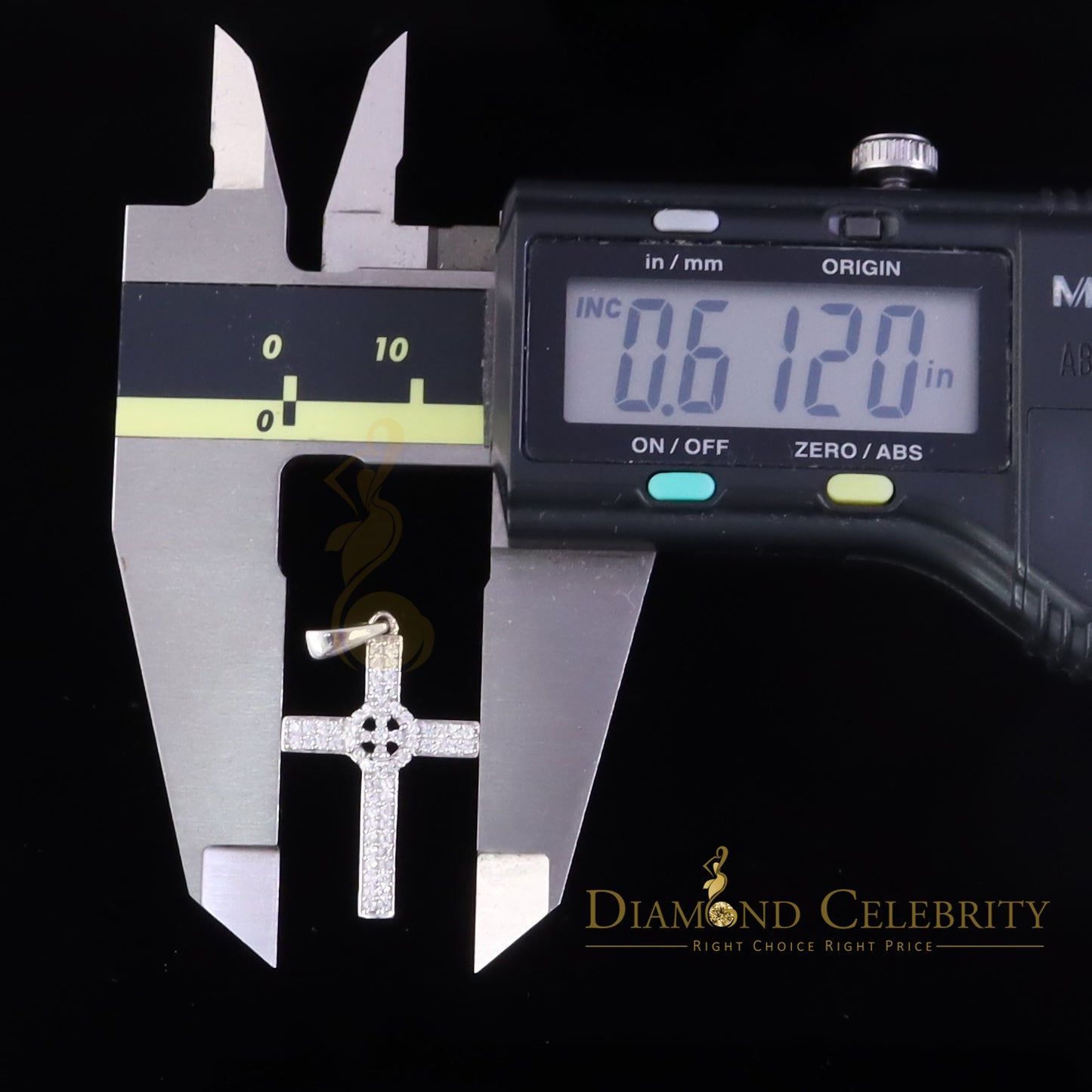 DiamondCelebritees Promising Fancy White 925 Sterling Silver Cross Pendant with Cubic Zirconia