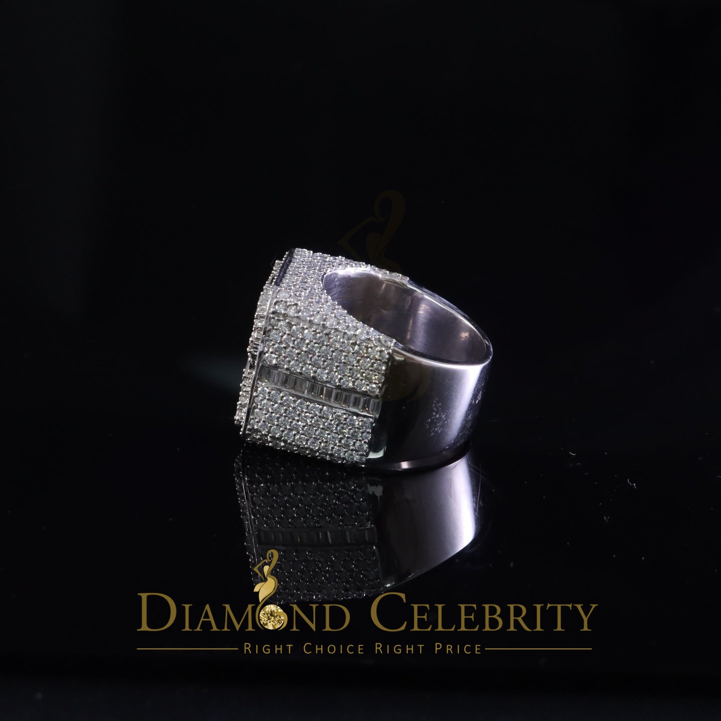 DiamondCelebritees Men's/Womens 6.50ct VVS 'D' Moissanite Stone White Silver Square Rings Size 10