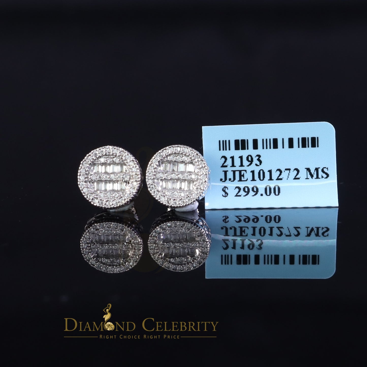 Diamondcelebritees 0.50ct VVS 'D' Moissanite Men's/Womens 925 White Silver Round Stud Earrings