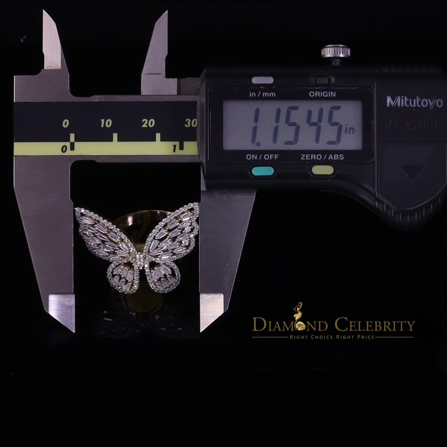 DiamondCelebritees Womens 925 Silver Yellow 1.75ct VVS 'D' Moissanite Butterfly Rings