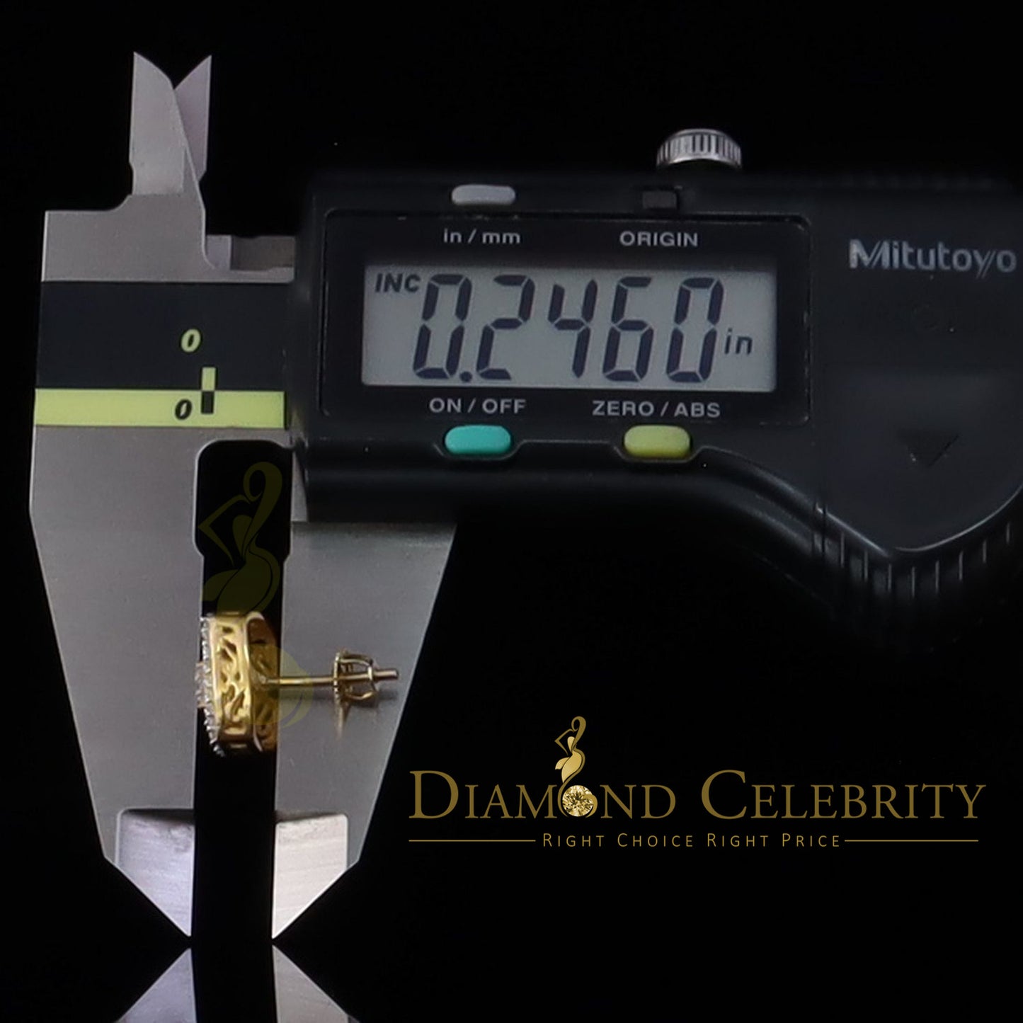 DiamondCelebritees 925 Yellow Sterling Silver 1.22ct Cubic Zirconia Women's Hip Hop Square Earrings