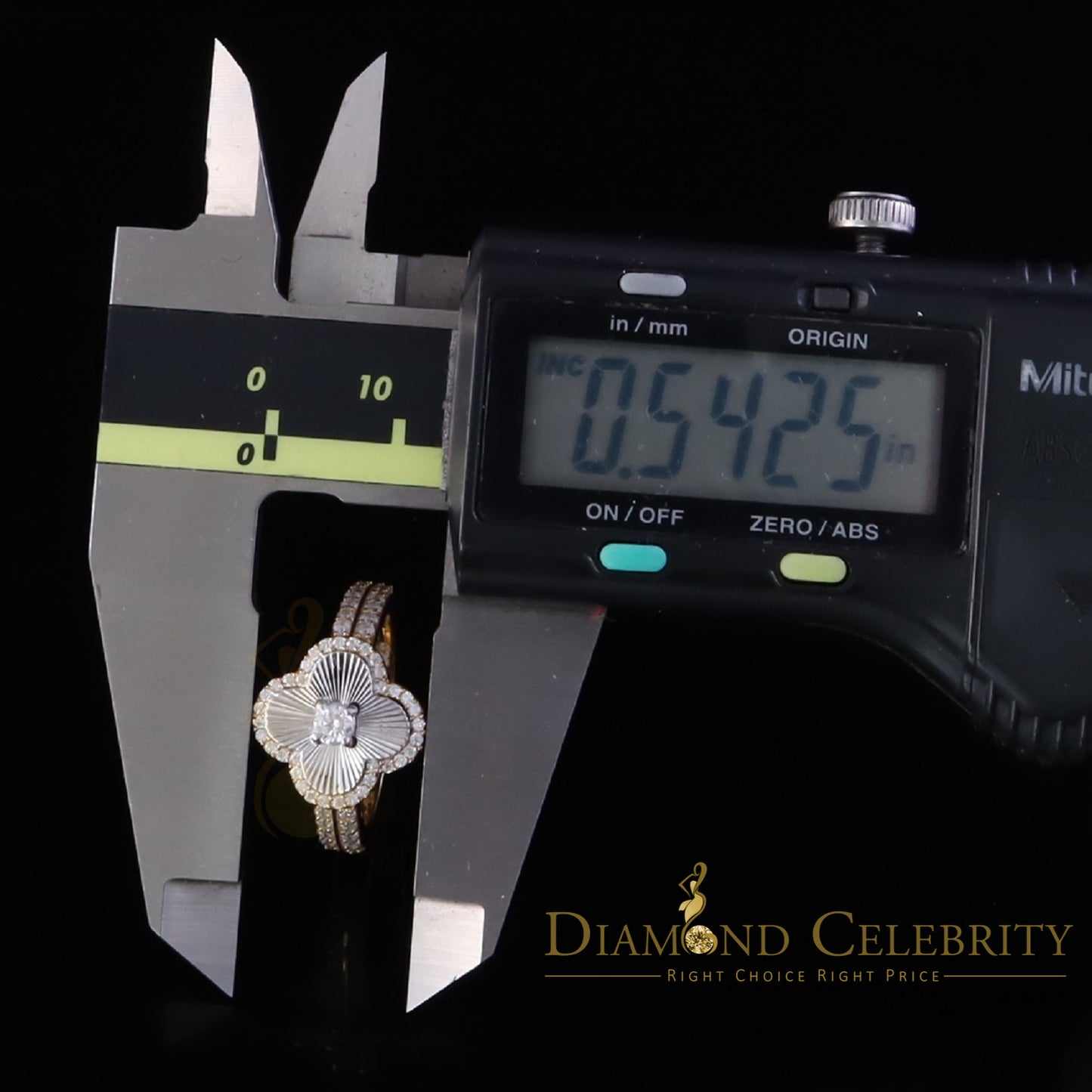 DiamondCelebritees 1.25ct VVS D Good Luck Solitaire Silver Moissanite Yellow Ring SZ 7 For Women's