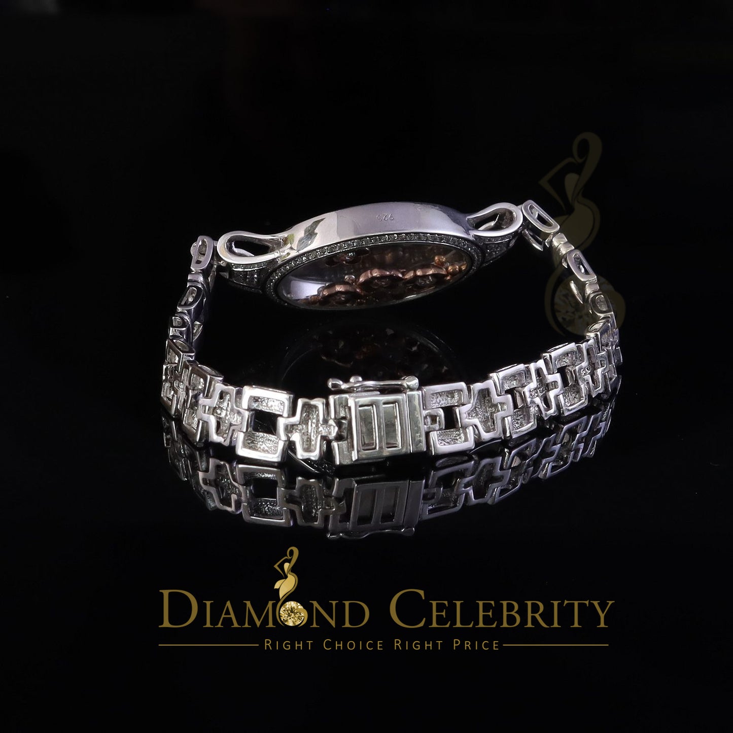 Diamondcelebritees 925 Silver White Floating Flowers Bracelet Iced Out with Cubic Zirconia SZ 7