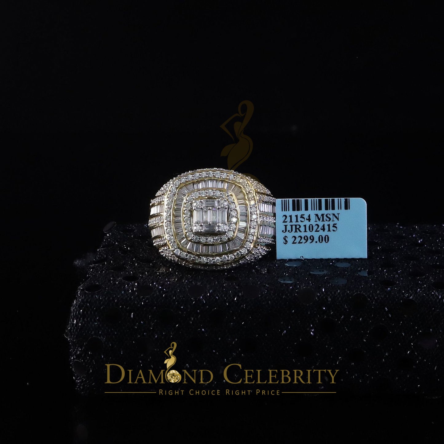 DiamondCelebritees Men's 925 Sterling Silver 5.50ct VVS 'D' Moissanite Yellow Round Rings Size 10