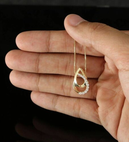 DiamondCelebritees Sterling Yellow Silver Pear Fashion Pendant with 0.00ct Cubic Zirconia Stone
