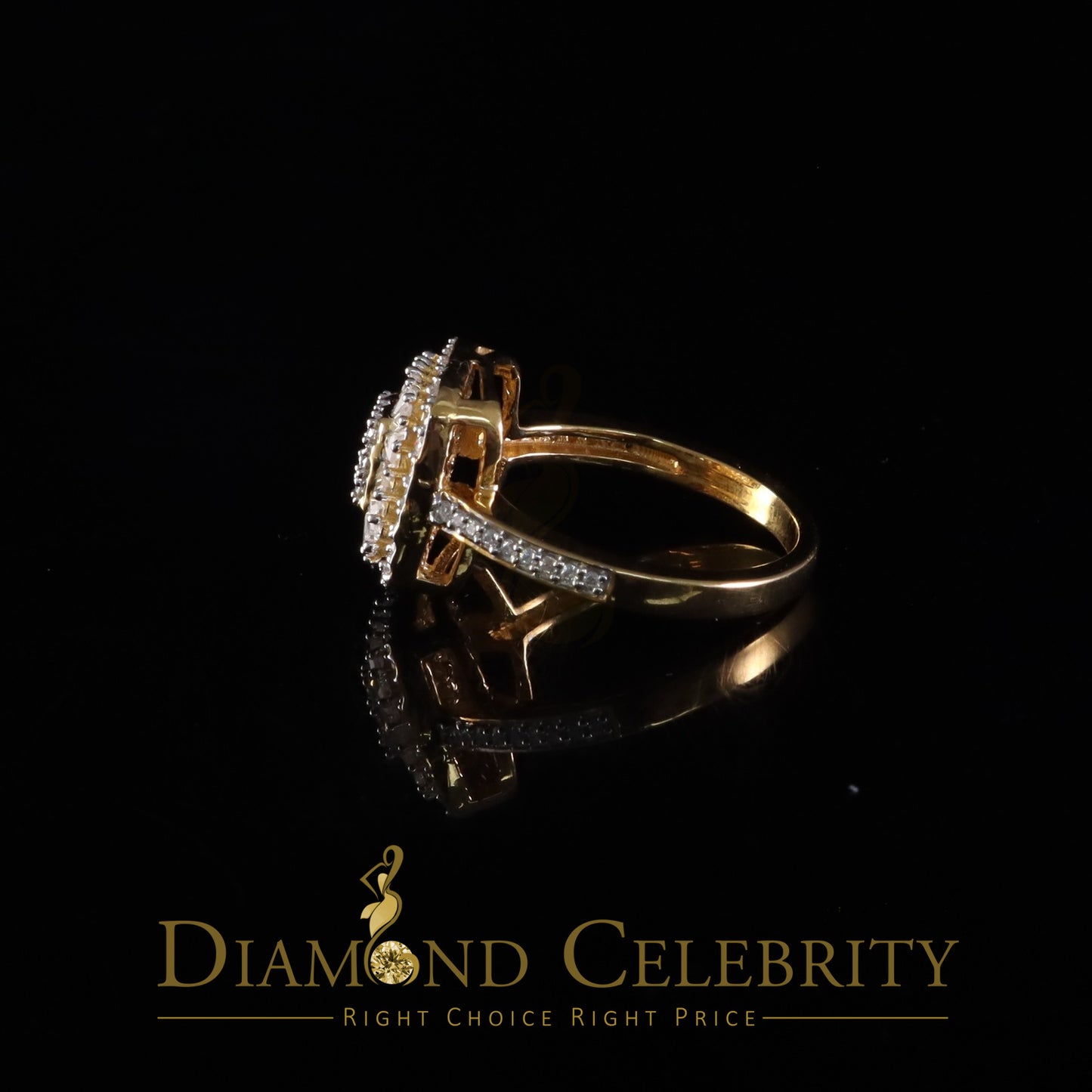DiamondCelebritees Womens 925 Sterling Yellow Silver 1.00ct VVS 'D' Moissanite Square Rings Size 7