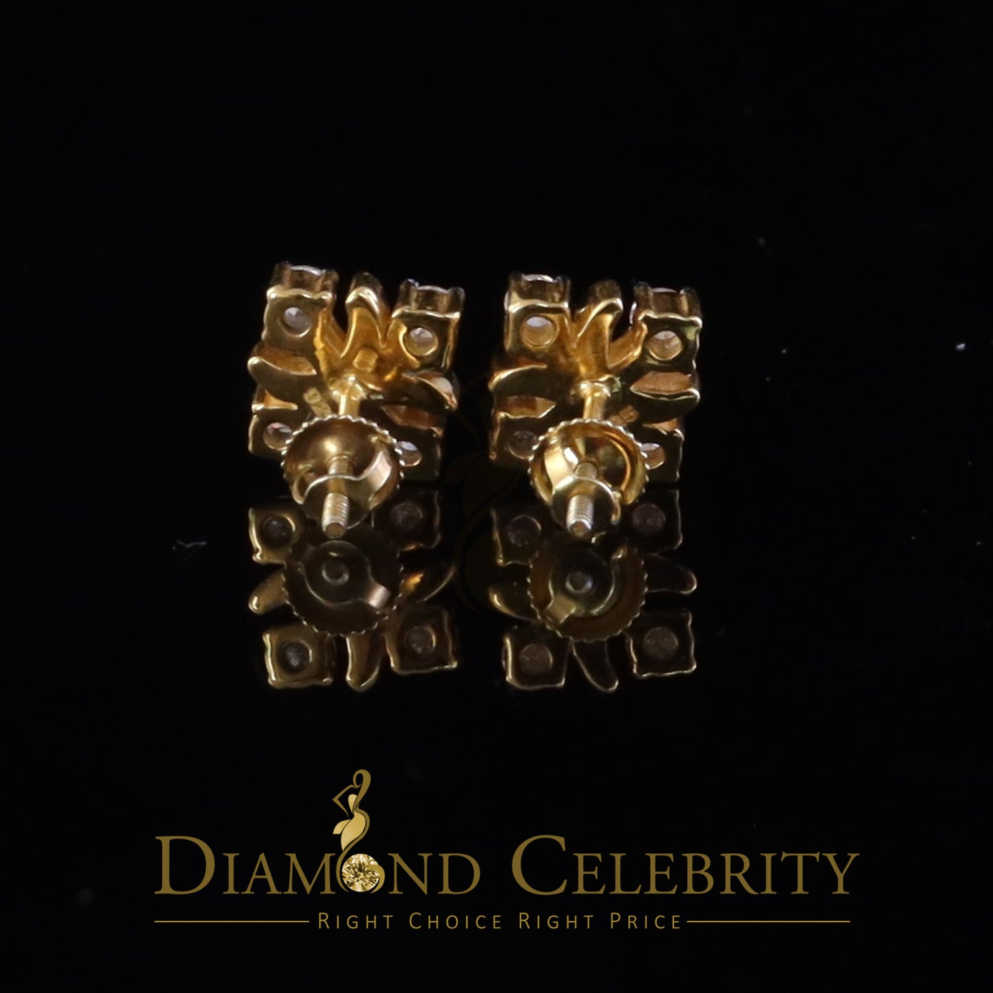 DiamondCelebritees 925 Yellow Silver 0.50ct VVS 'D' Moissanite XOXO Stud Earring Men's/Womens