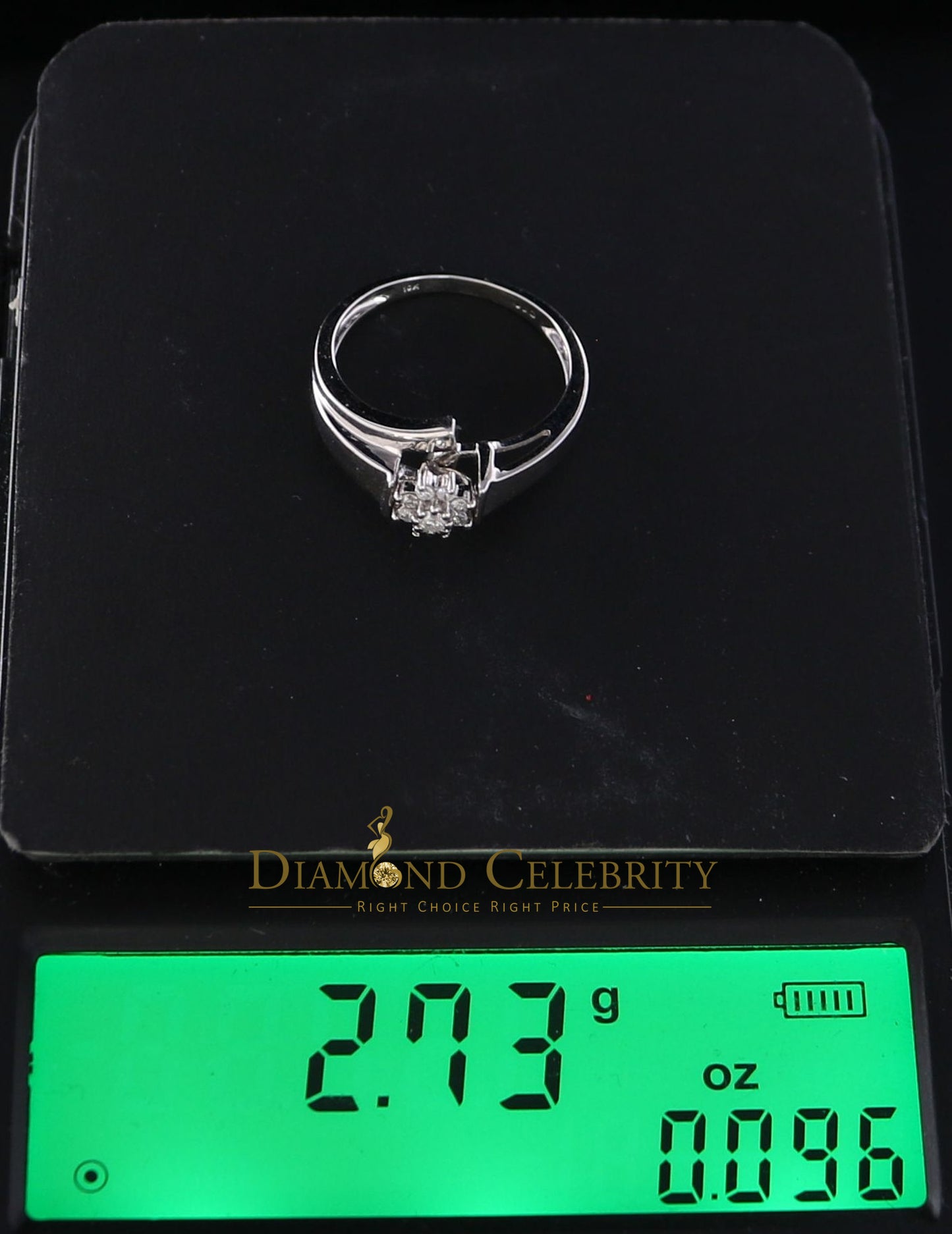 DiamondCelebritees Real 0.10 CT Diamond with 10kt Real White Gold Floral Shape Womens Size 6.5