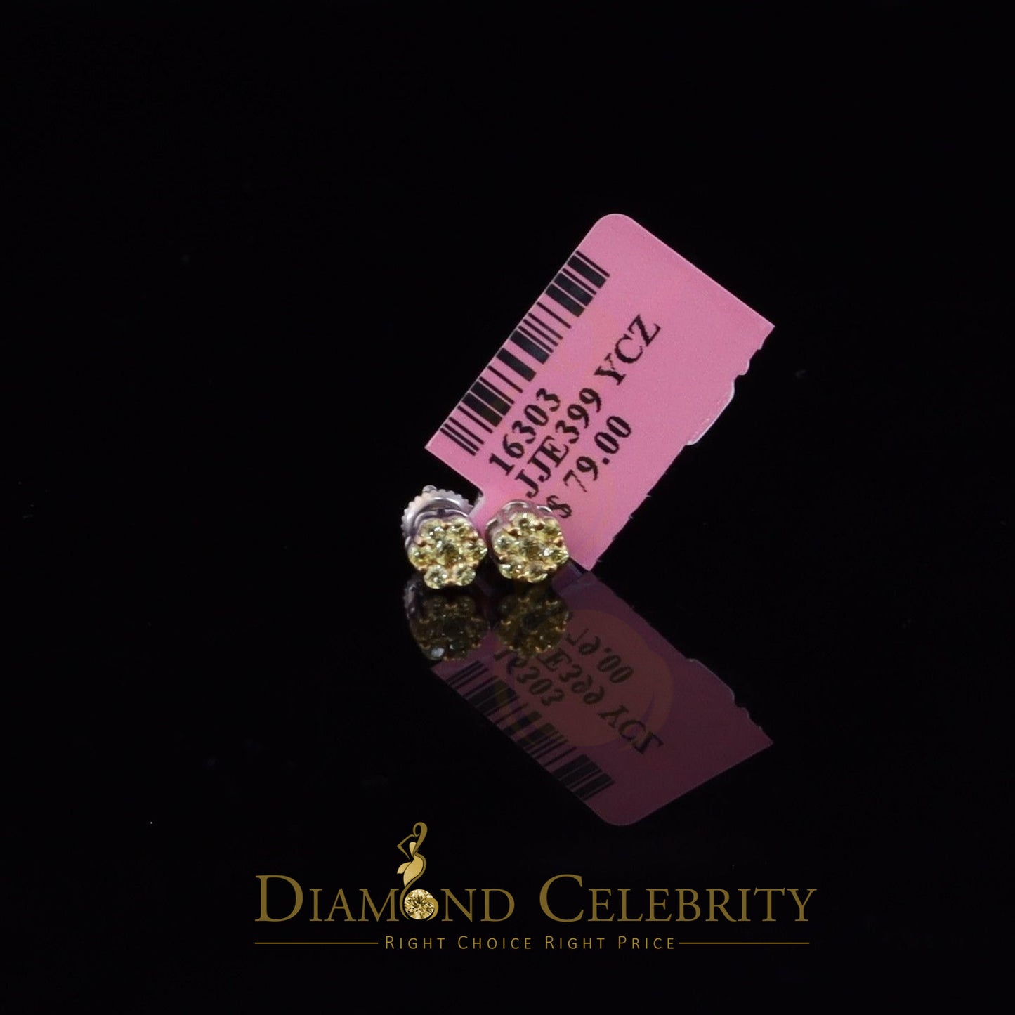DiamondCelebritees 925 White 0.18ct Silver Cubic Zirconia Women's / Men's Hip Hop Floral Earrings