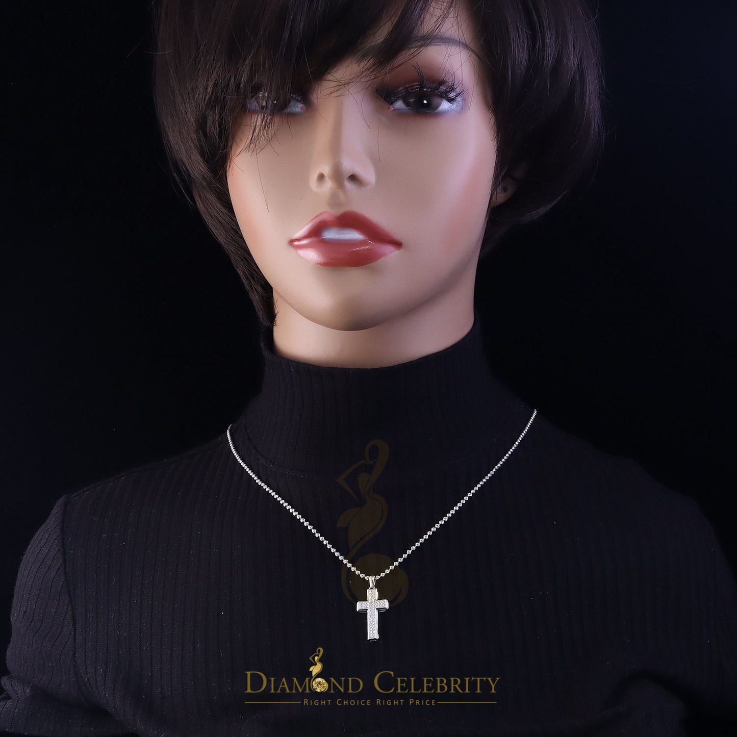 DiamondCelebritees Special White 925 Sterling Silver CROSS Shape Pendant with 0.48ct Cubic Zirconia