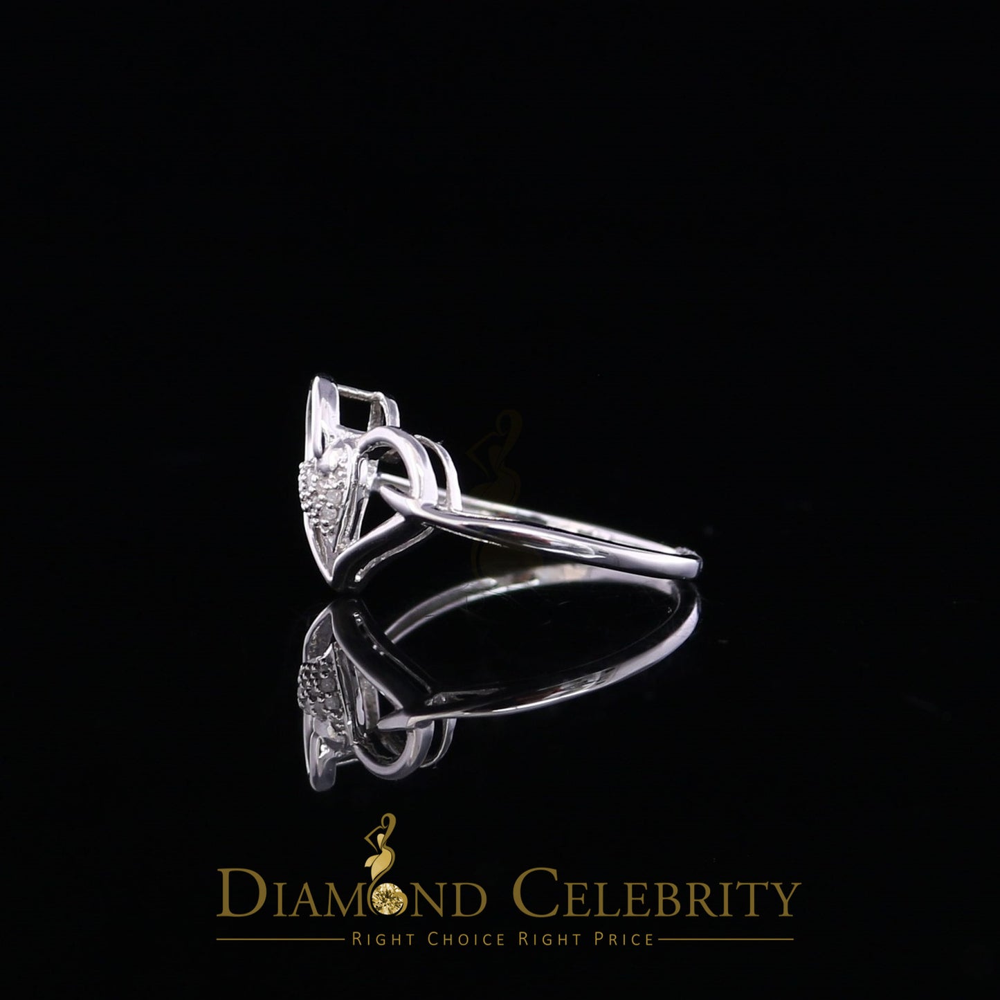 DiamondCelebritees Real Diamond 0.05ct 925 Sterling White Silver Heart Engagement Womens Ring SZ 7