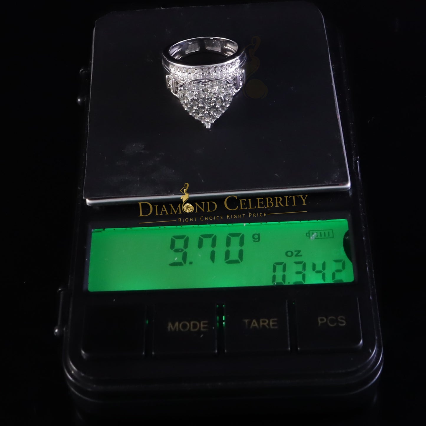 DiamondCelebritees Cindarella White Real Diamond 0.33ct 925 Silver Women Engagement Heart Ring SZ 7