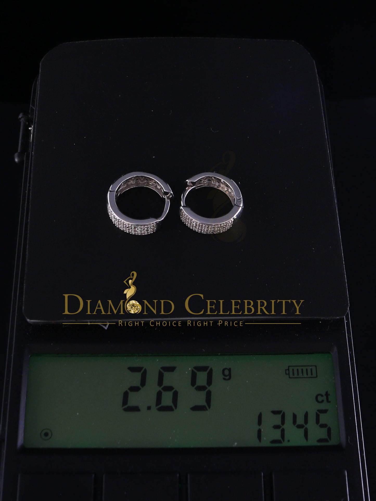 DiamondCelebritees 0.15ct Diamond 925 Silver White Hoop Stud Earring For Men's & Women's