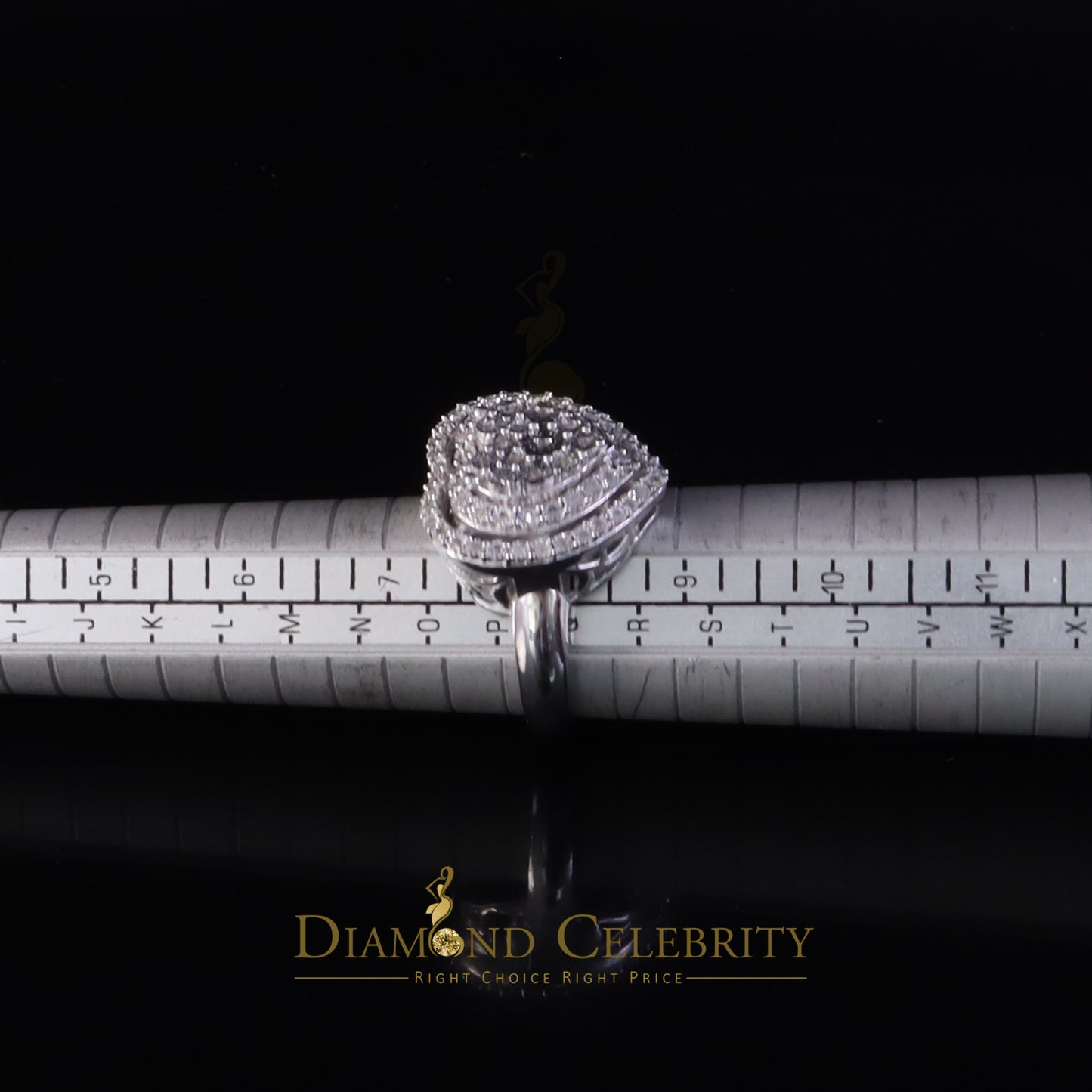 DiamondCelebritees New Big Heart Real Diamond 0.33ct White 925 Sterling Silver Women Charm Ring SZ8