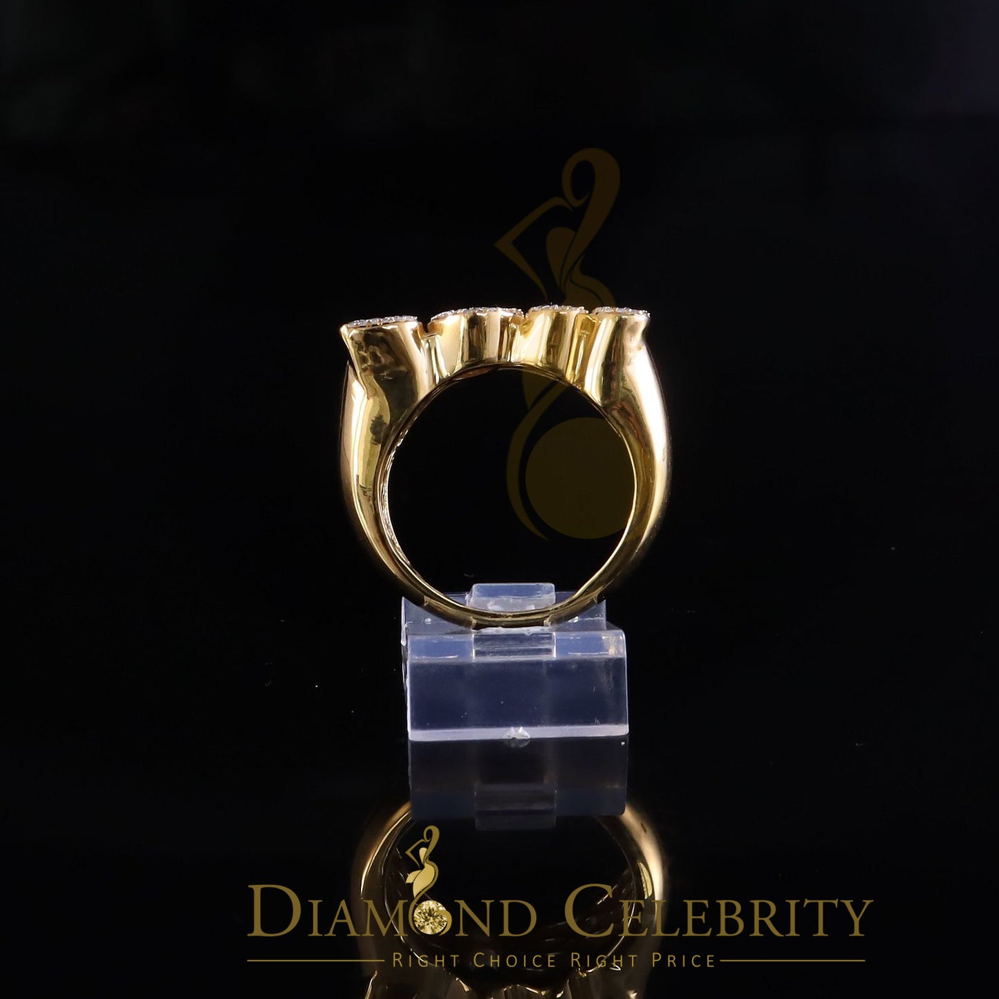 DiamondCelebritees Stylish "BOSS" 925 Silver Yellow 0.50ct Micro Real Diamond Men's Band Ring SZ 8