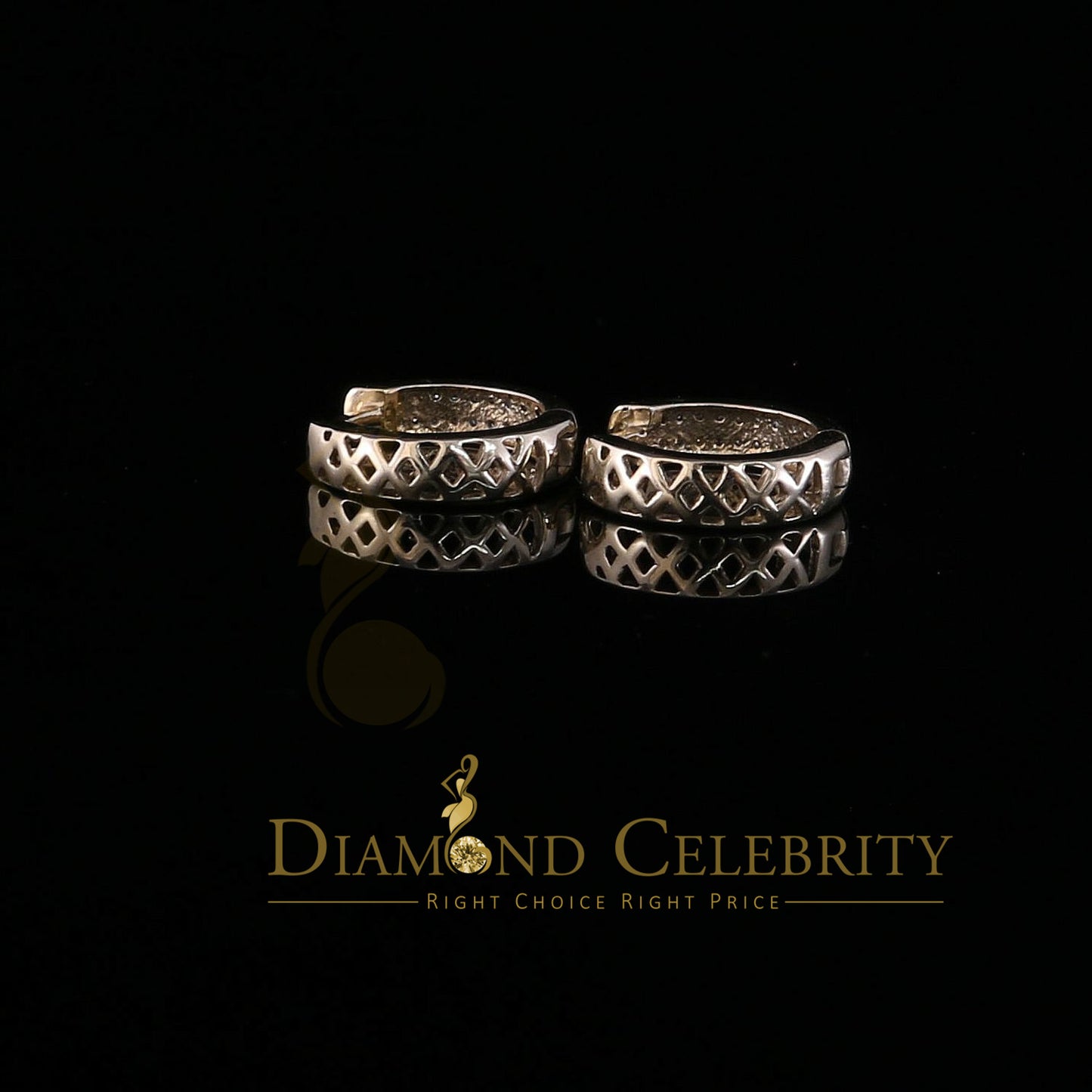DiamondCelebritees 0.15ct Diamond 925 Sterling Silver Yellow Hoop Stud Earrings For Men's / Women's