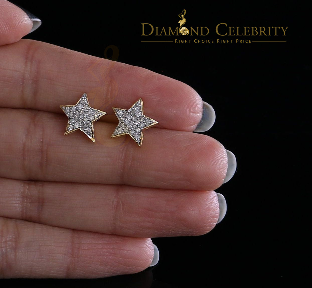 DiamondCelebritees10K Real Yellow Gold Real Diamond 0.50CT Men's/Women's shape Star Stud Earrings