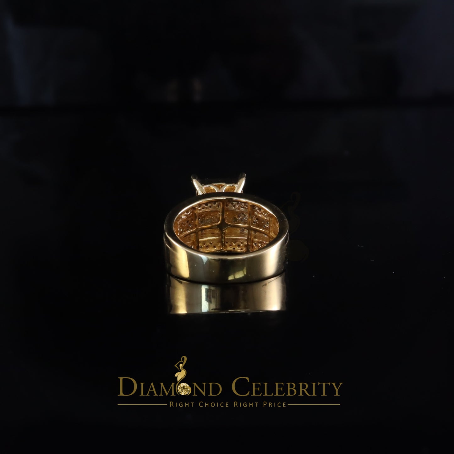 DiamondCelebritees Mirage 0.2ct Diamond Real Cinderella Rectangle 925Silver Yellow Womens Ring Sz 7