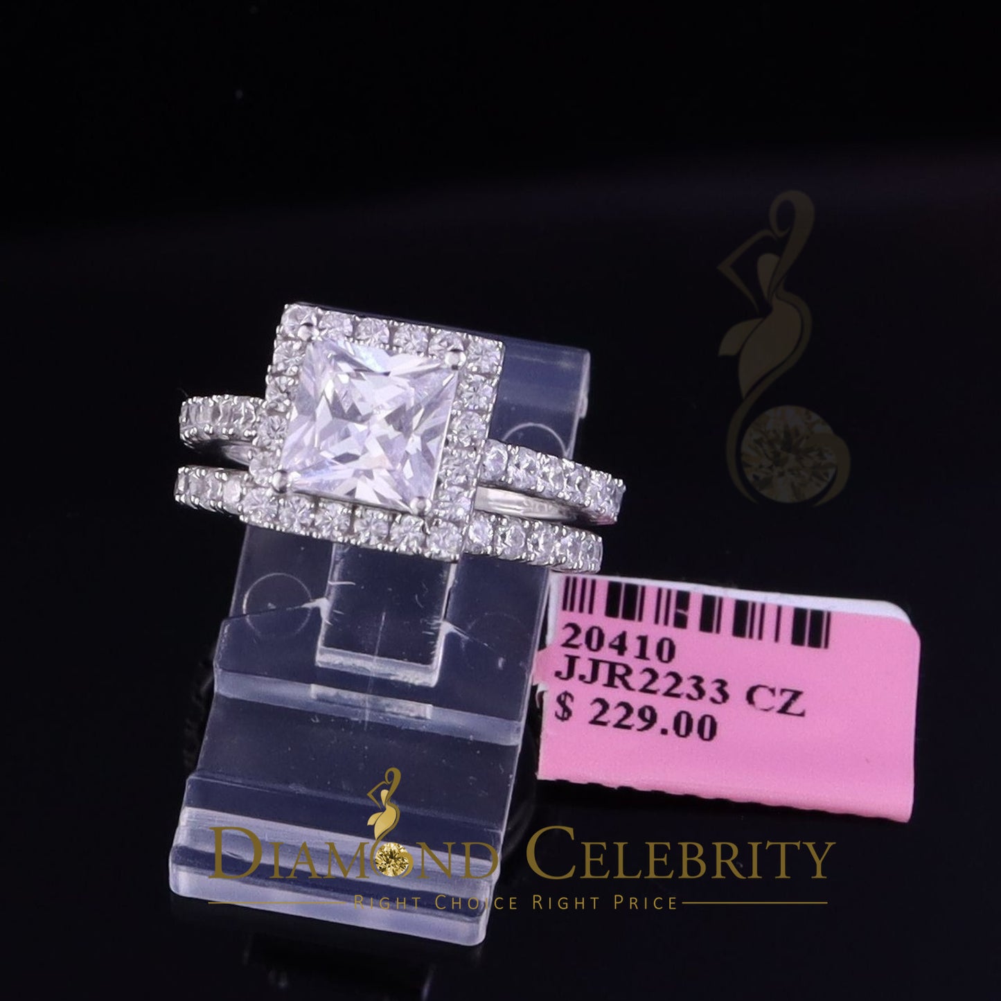 DiamondCelebritees 5.22ct White Cubic Zirconia 925 Sterling Silver Bridal Style Womens Ring SZ 6.5