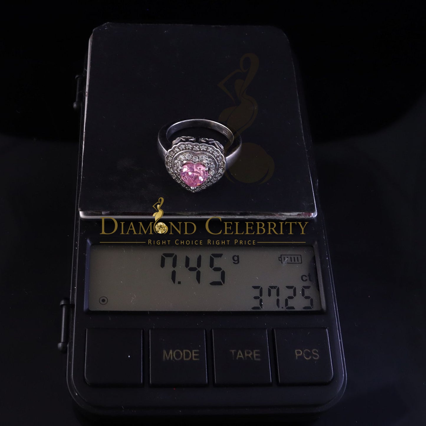 DiamondCelebritees 925 White Sterling Silver 3.90ct Cubic Zirconia Promise Heart Ring Size 7.5