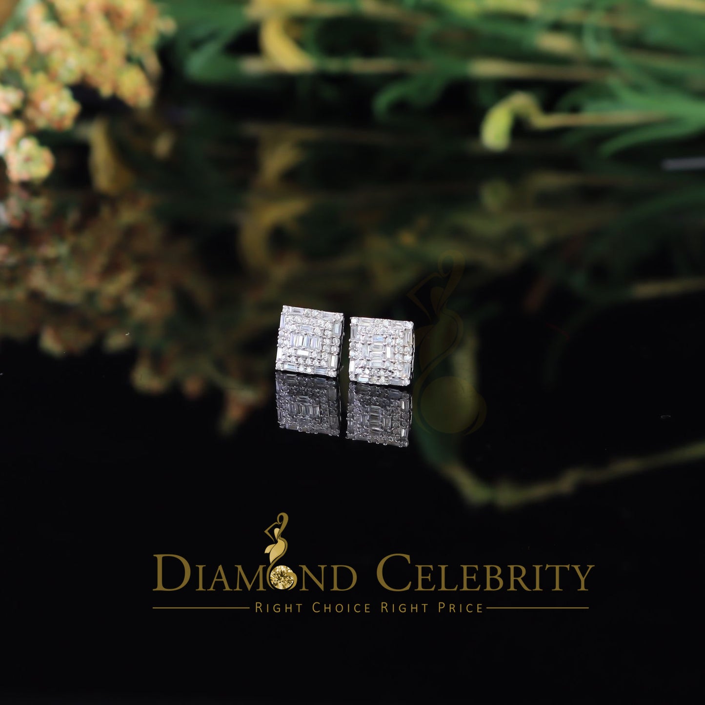 DiamondCelebritees White 925 Sterling Silver 0.72ct Cubic Zirconia Hip Hop Women's Square Earrings