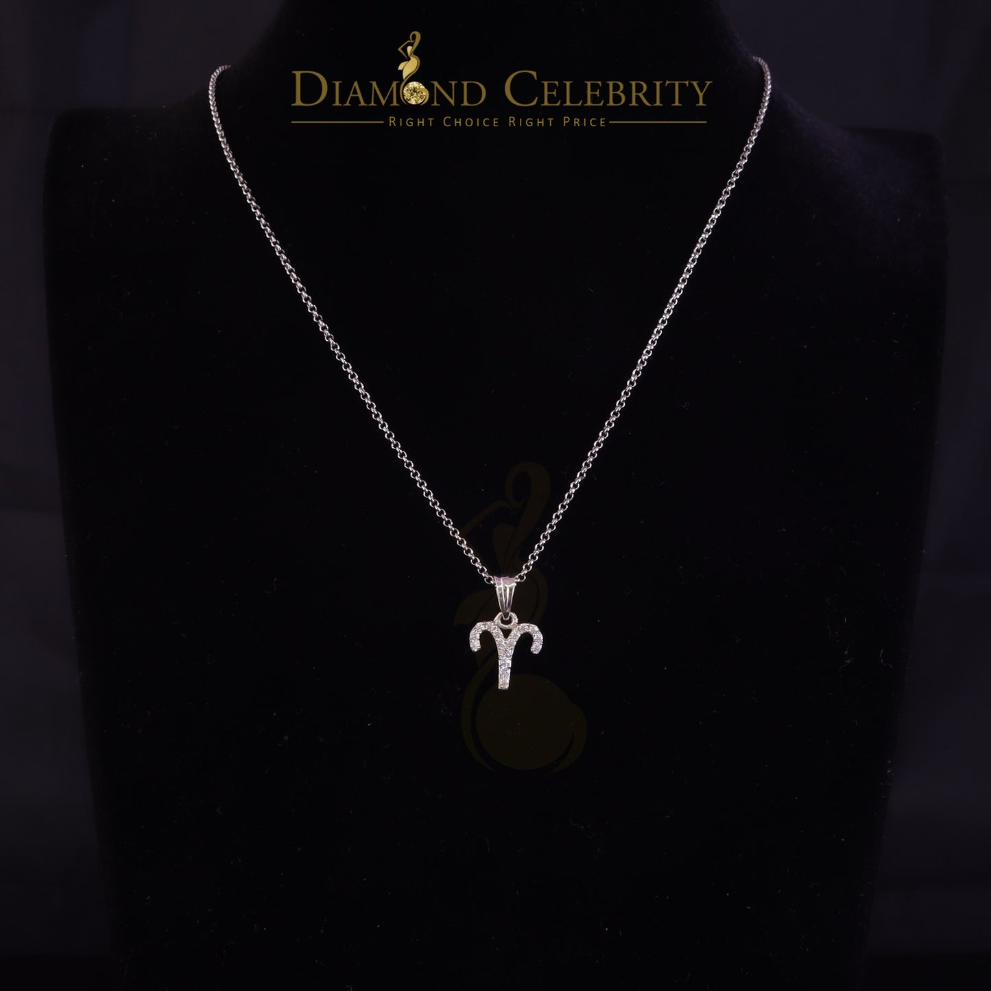 DiamondCelebritees 0.42ct Cubic Zirconia White Silver ARIES-APRIL Month Pendant for Men's & Women's