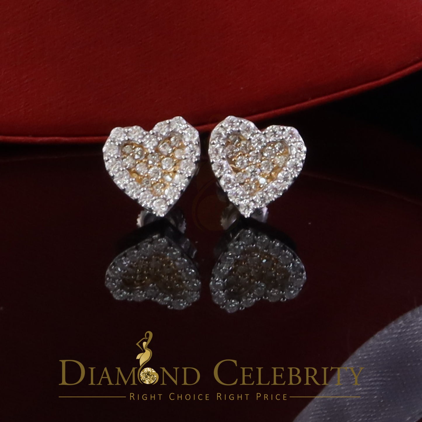 DiamondCelebritees 925 Yellow Silver 0.66ct VVS 'D' Moissanite Heart Stud Earring Men's/Womens