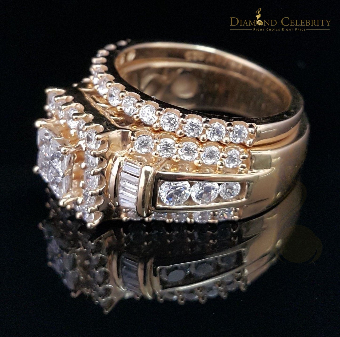 DiamondCelebritees 925 Sterling Silver Yellow 5.00ct Cubic Zirconia Bridal Womens Ring Size 7