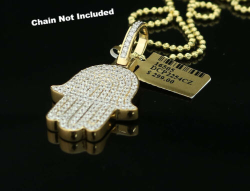 DiamondCelebritees Promise Yellow Sterling silver "HAMSA" Shape Pendant with 3.38ct Cubic Zirconia