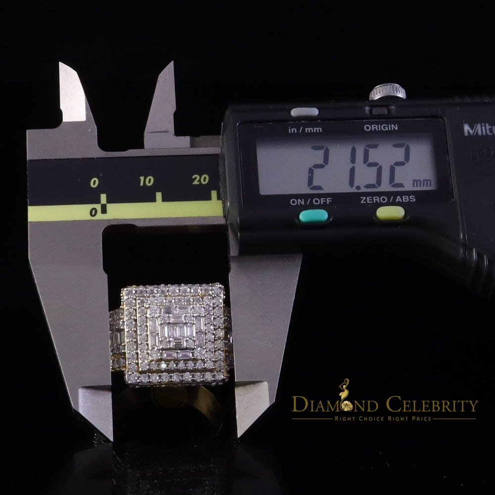 DiamondCelebritees 925 Yellow Silver 5.00ct VVS 'D' Moissanite Stone Men's for Square Rings Size 10