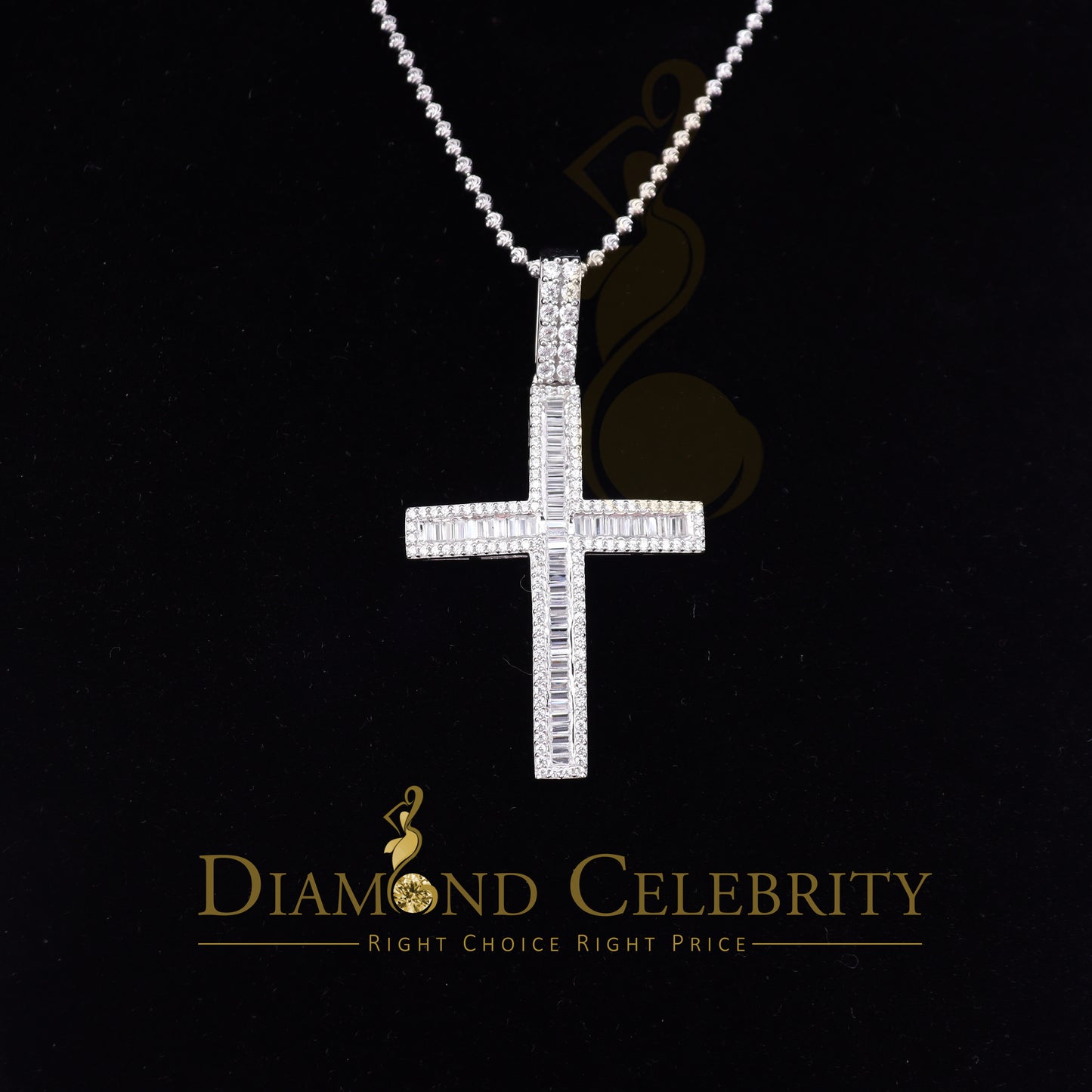 DiamondCelebritees Attractive 925 Sterling Silver Bug CROSS Pendant White 4.52ct Cubic Zirconia