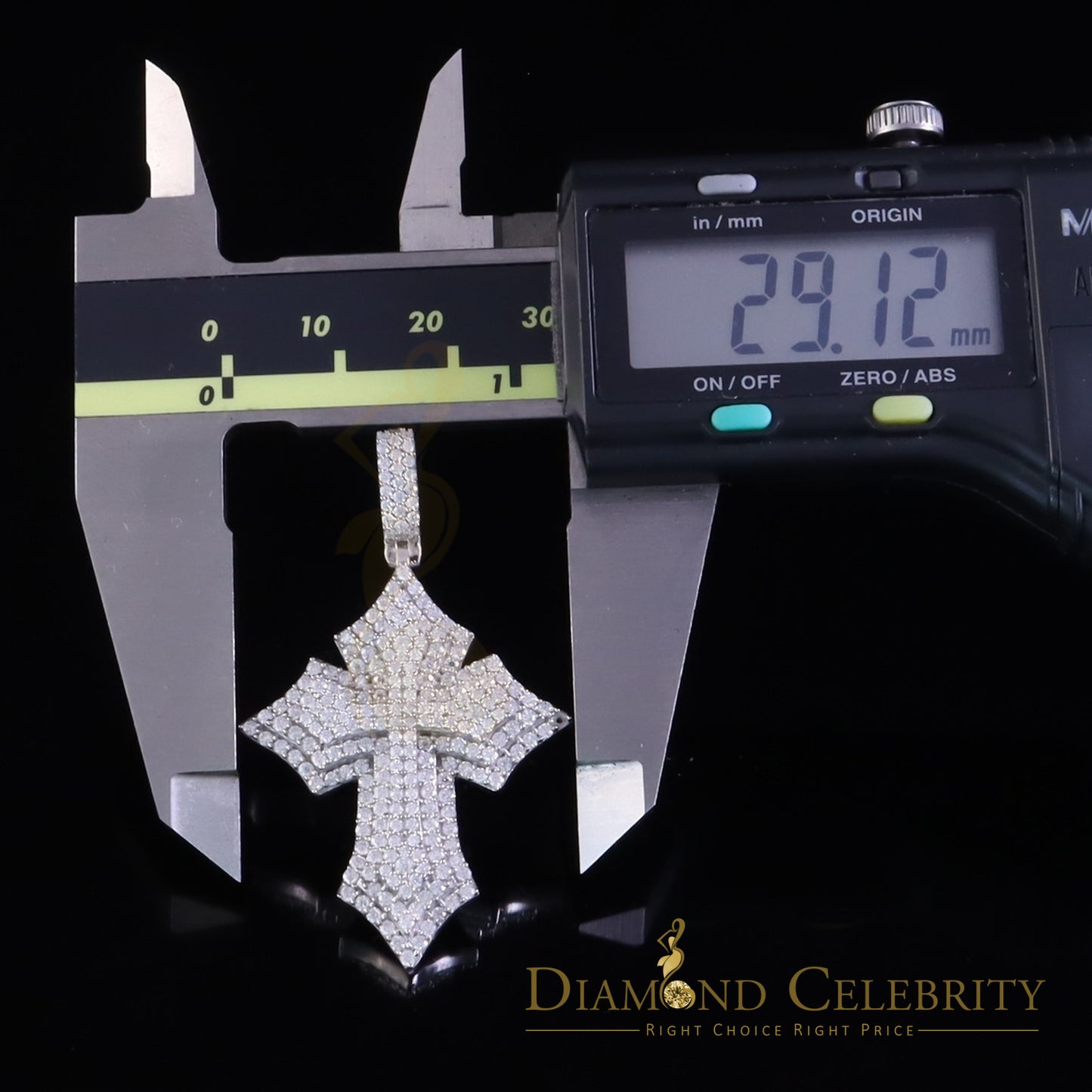 Diamondcelebritees Charm CROSS Pendant 2.50ct VVS D Moissanite White Sterling Silver Men's & Women