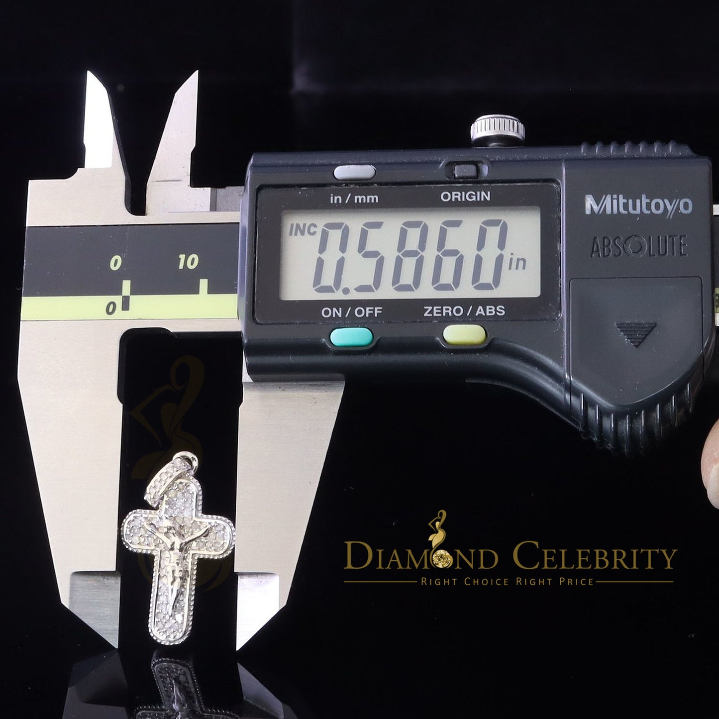 DiamondCelebritees Real 0.25ct Diamond Sterling Silver White Cross Pendant
