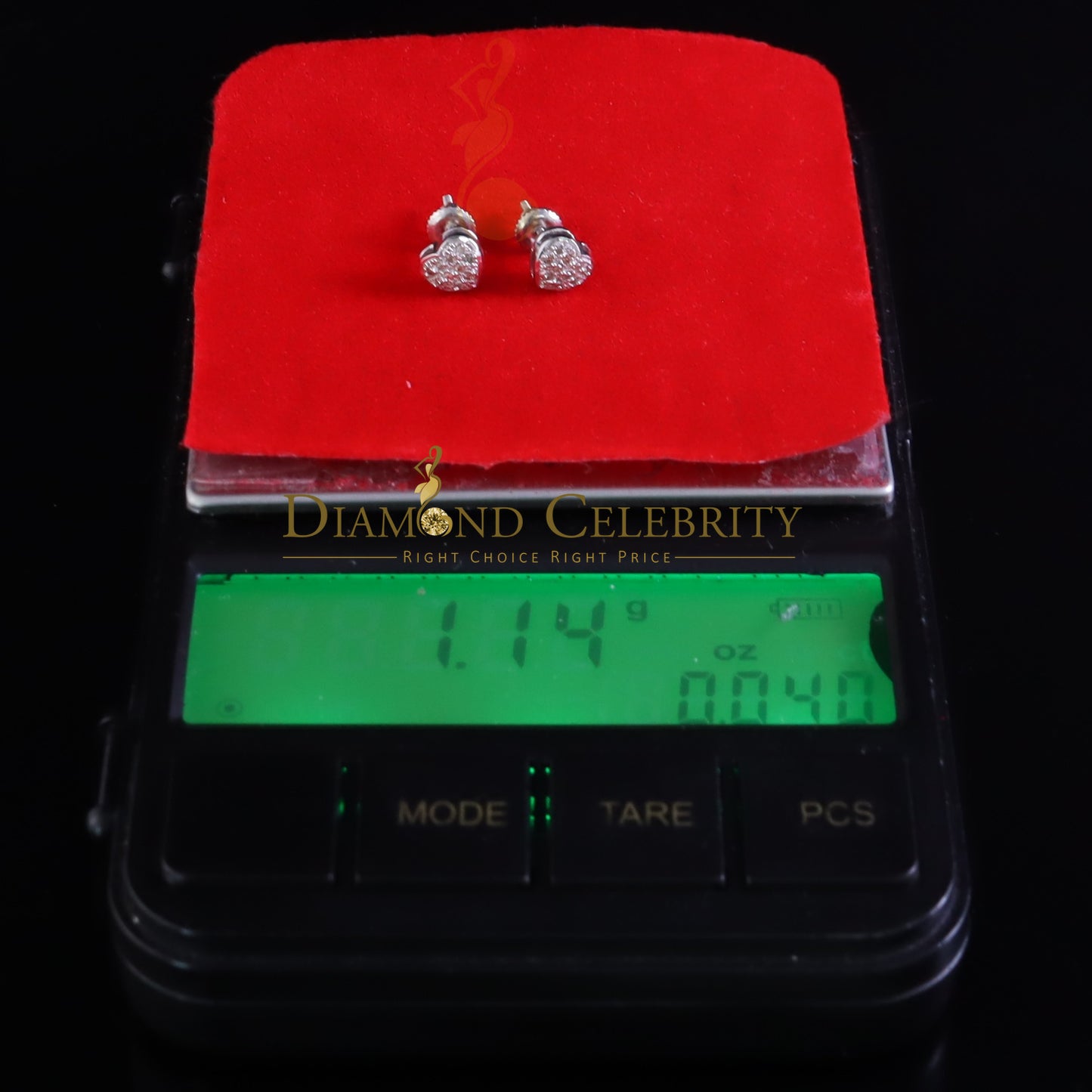 DiamondCelebritees Aretes Para Hombre Heart 925 White Silver 0.08ct Diamond Women's /Men's Earring