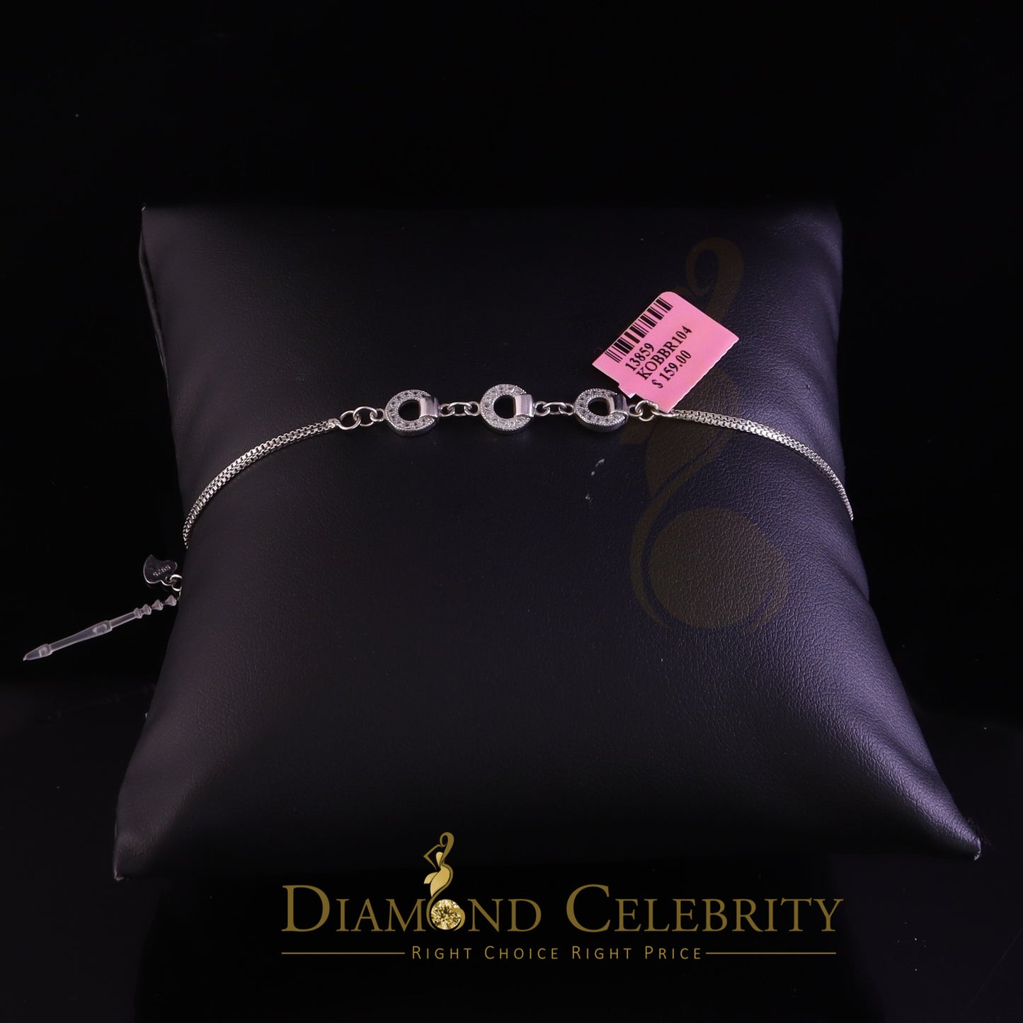 Diamondcelebritees 925 Sterling Silver Ladies Bracelet White with Cubic Zirconia Stone Size 7 Inch