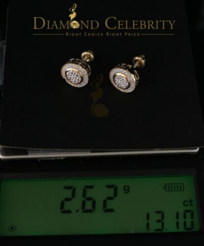 DiamondCelebritees  925 Sterling Yellow Silver 1.59ct Cubic Zirconia Round Women's Stud Earrings