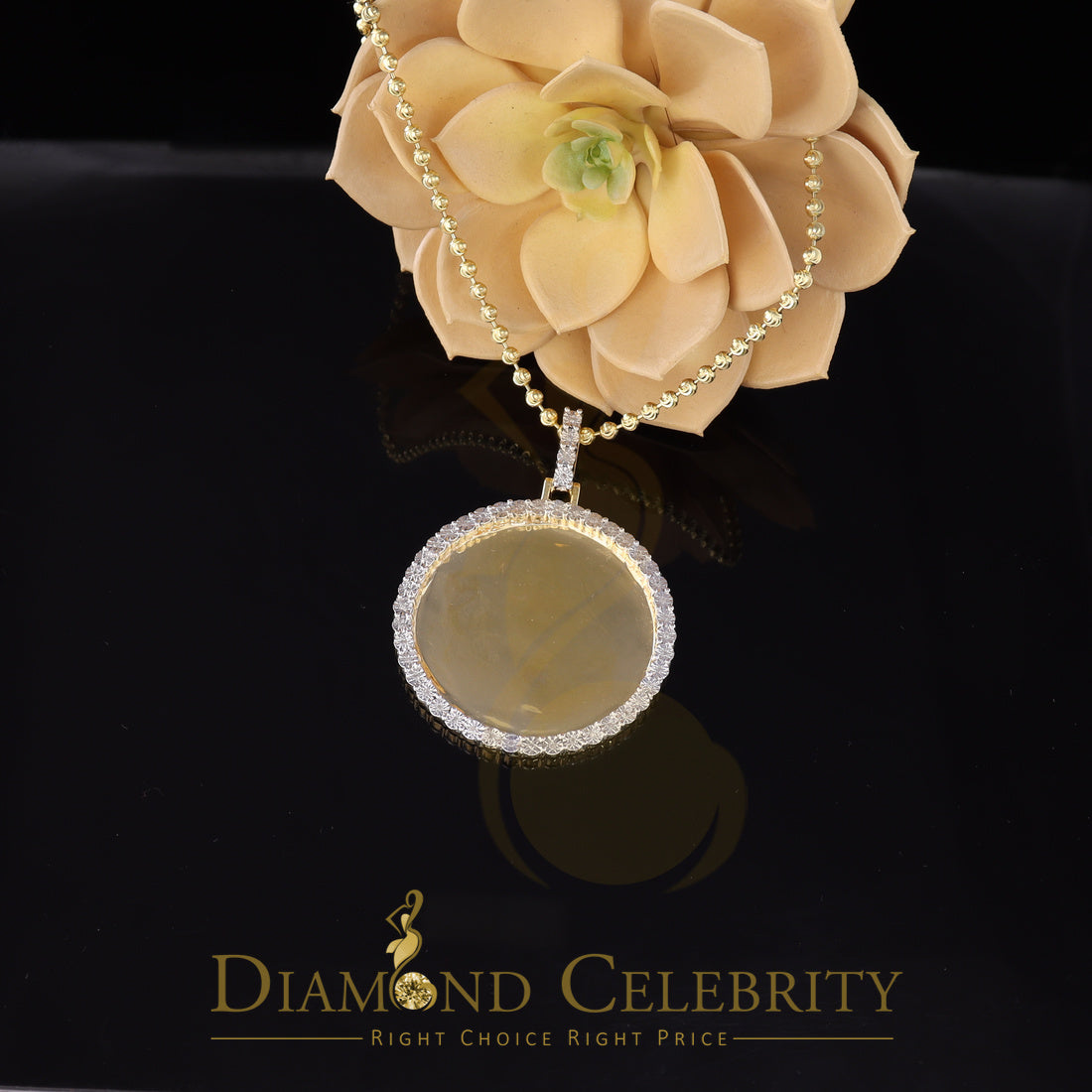 DiamondCelebritees Real 0.25ct Diamond Sterling Silver 1.75" PICTURE Charm Fashion Yellow Pendant